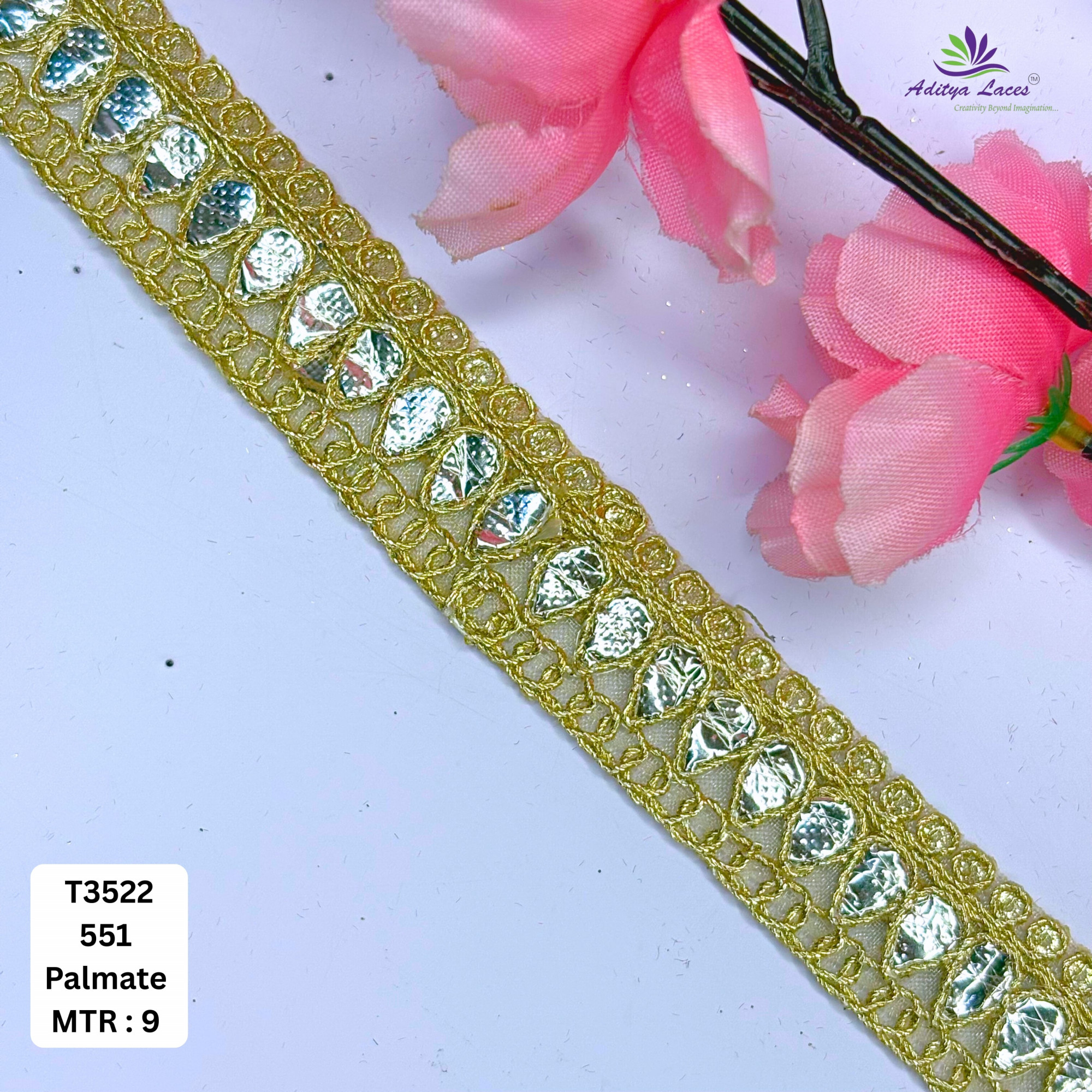 Elegant Gota Patti Lace Border for Saree Bridal Wear