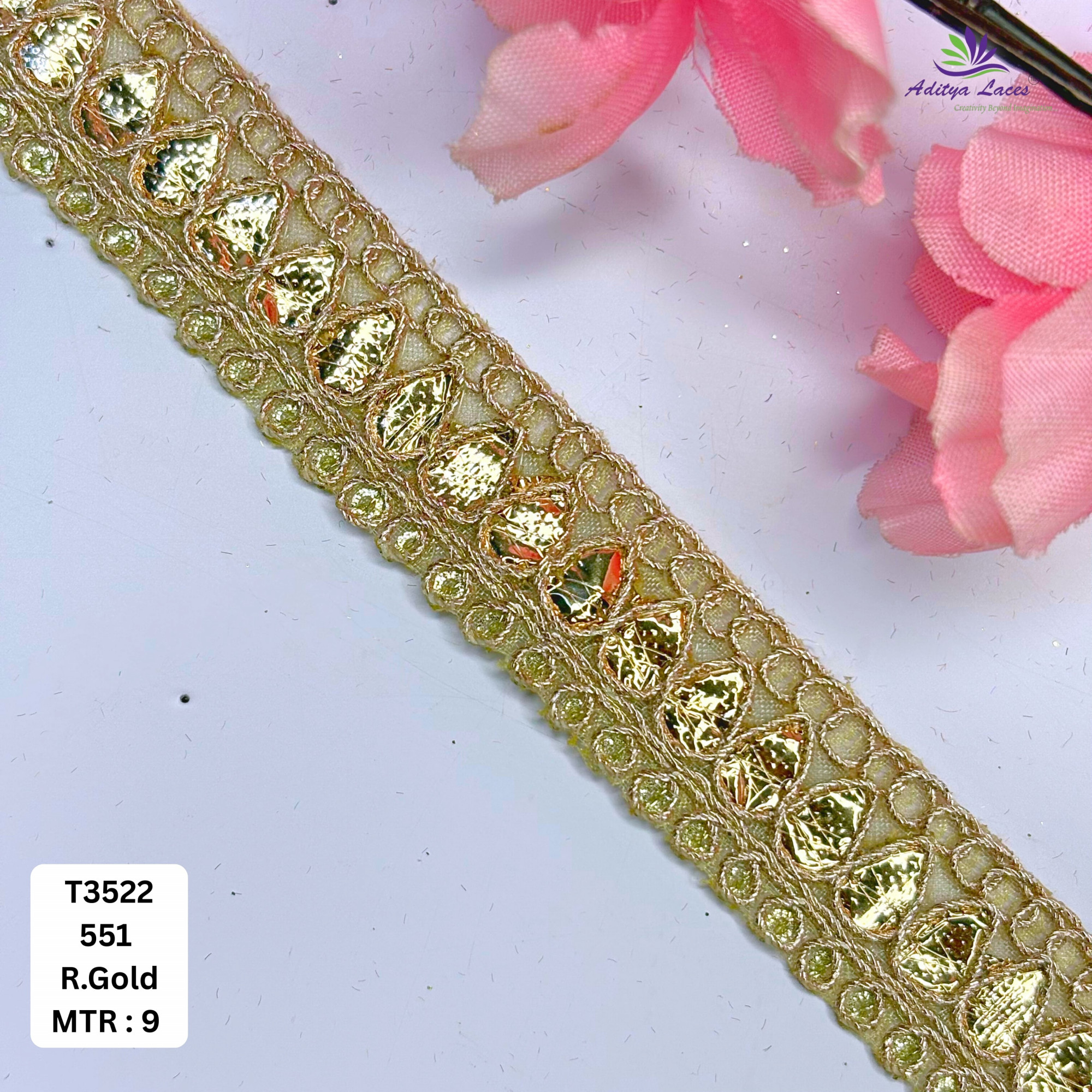 Elegant Gota Patti Lace Border for Saree Bridal Wear