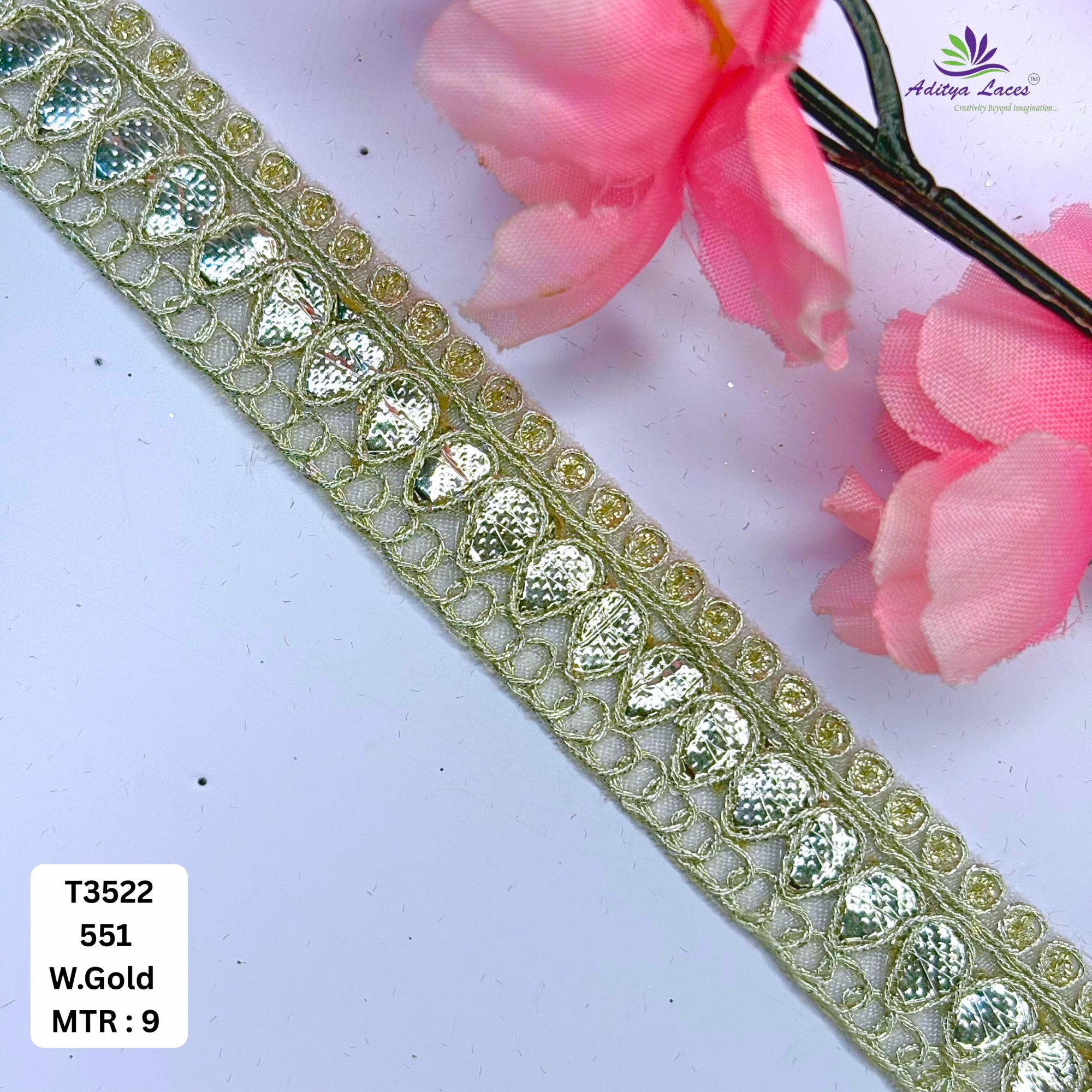 Elegant Gota Patti Lace Border for Saree Bridal Wear