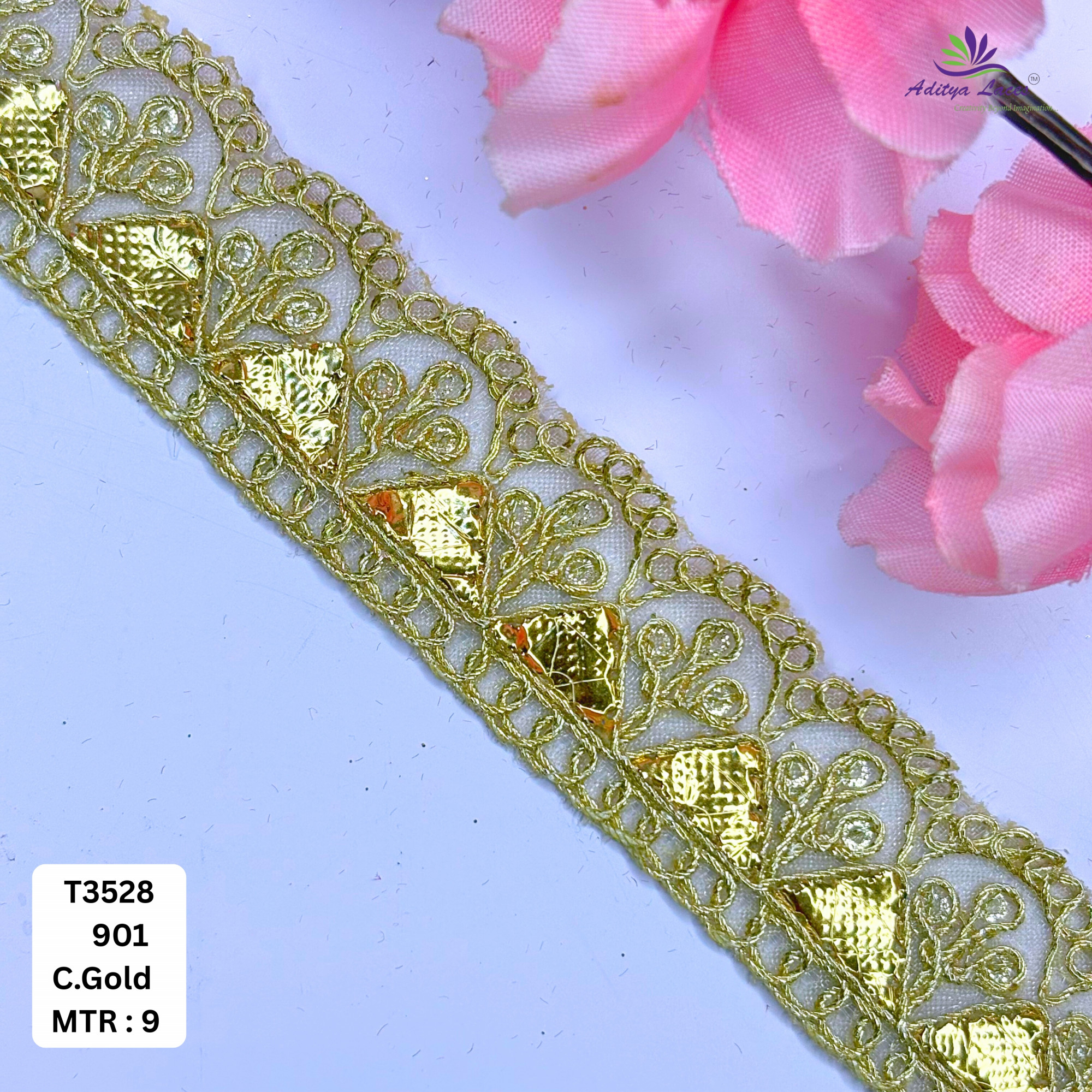 Handcrafted Gota Patti Lace Border for Saree Bridal Wear