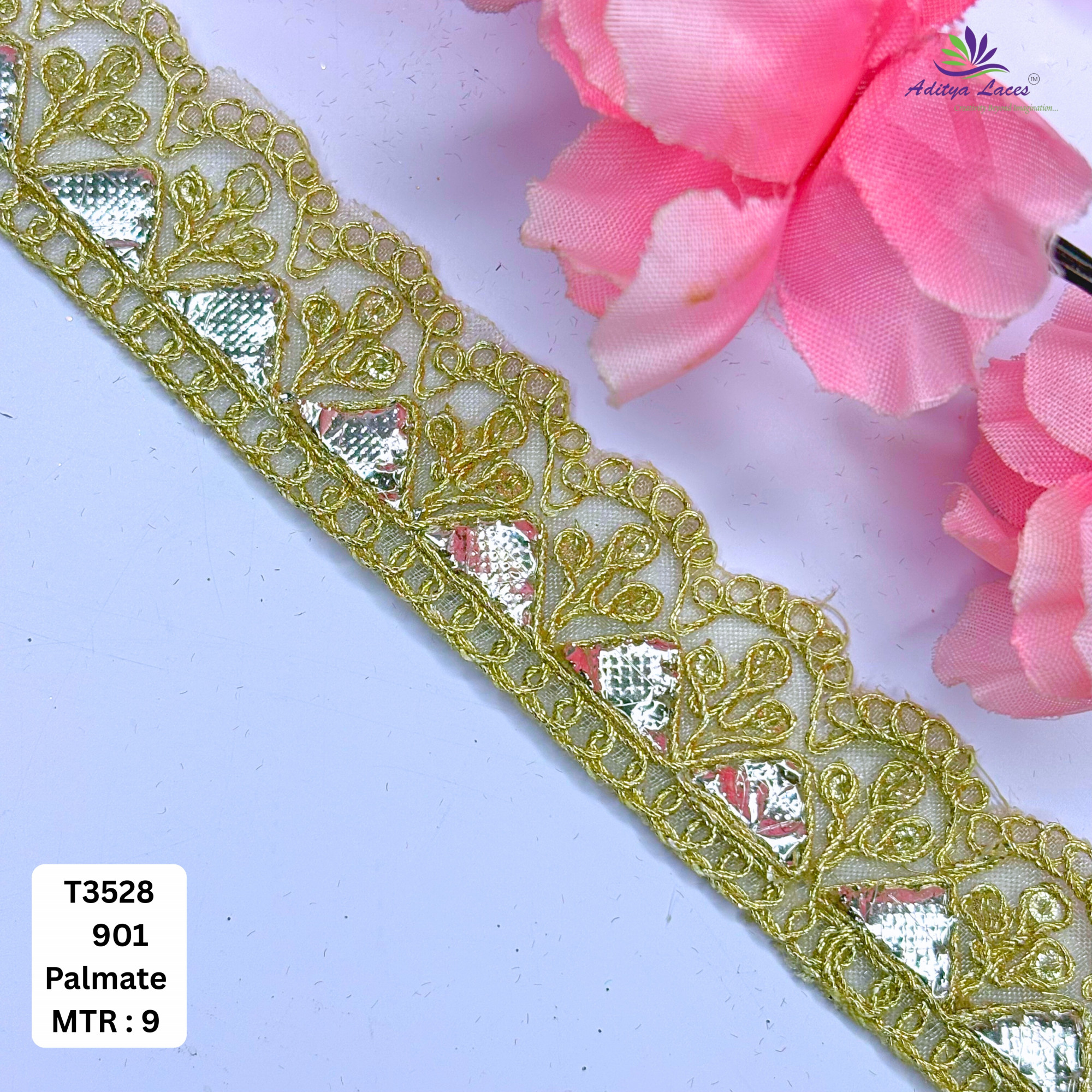 Handcrafted Gota Patti Lace Border for Saree Bridal Wear