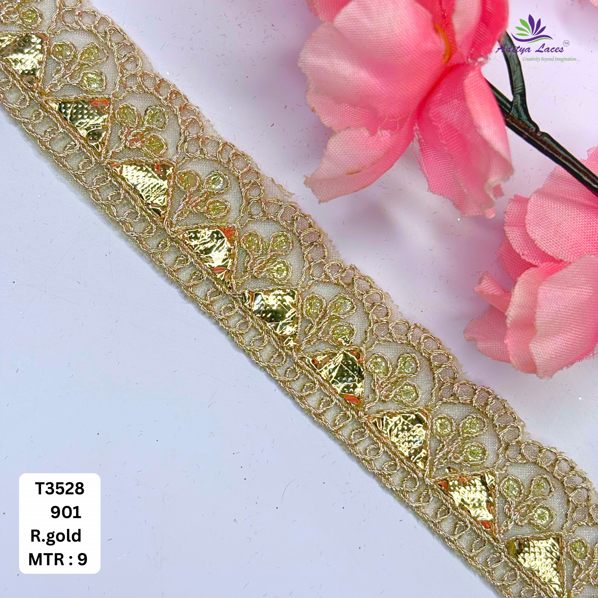 Handcrafted Gota Patti Lace Border for Saree Bridal Wear