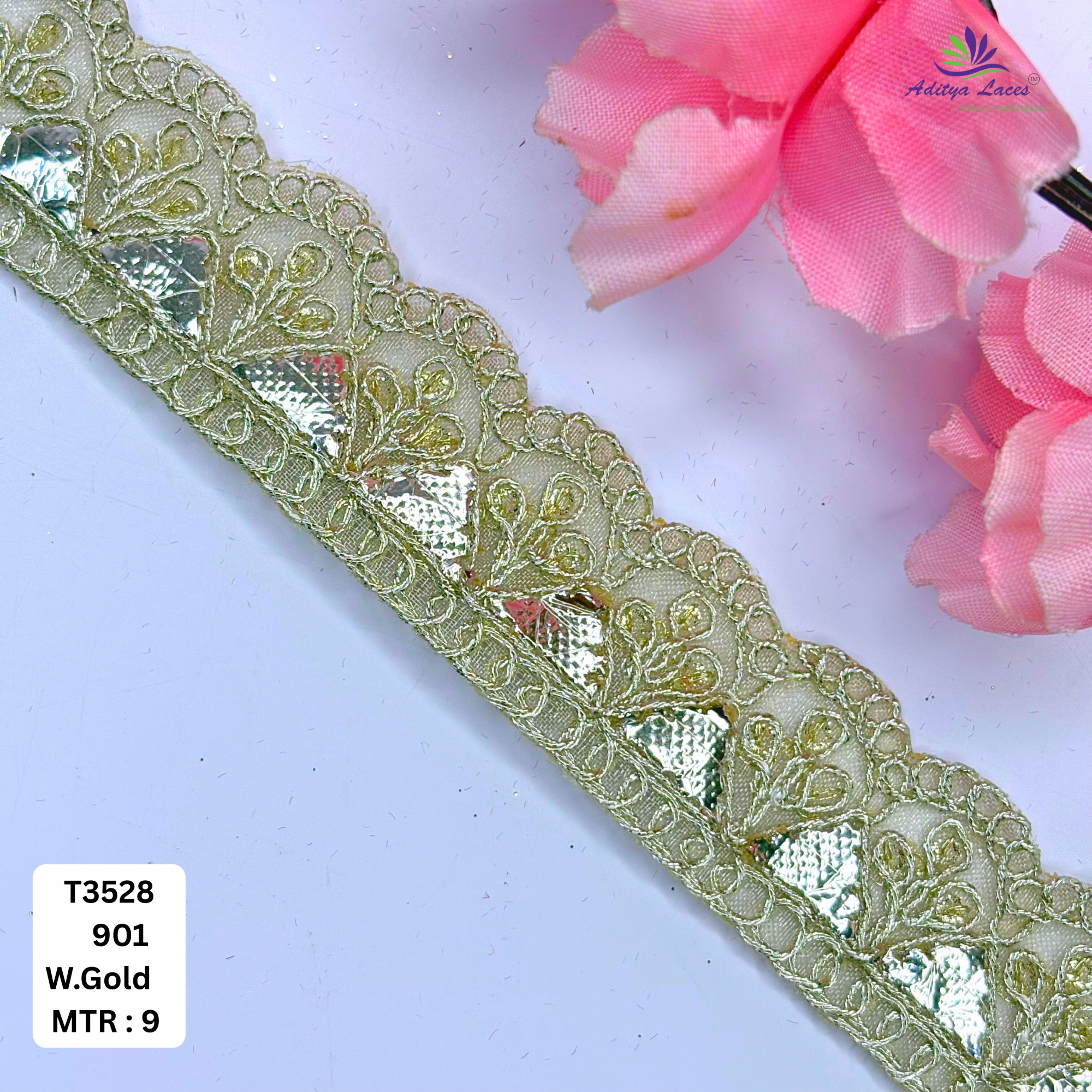 Handcrafted Gota Patti Lace Border for Saree Bridal Wear