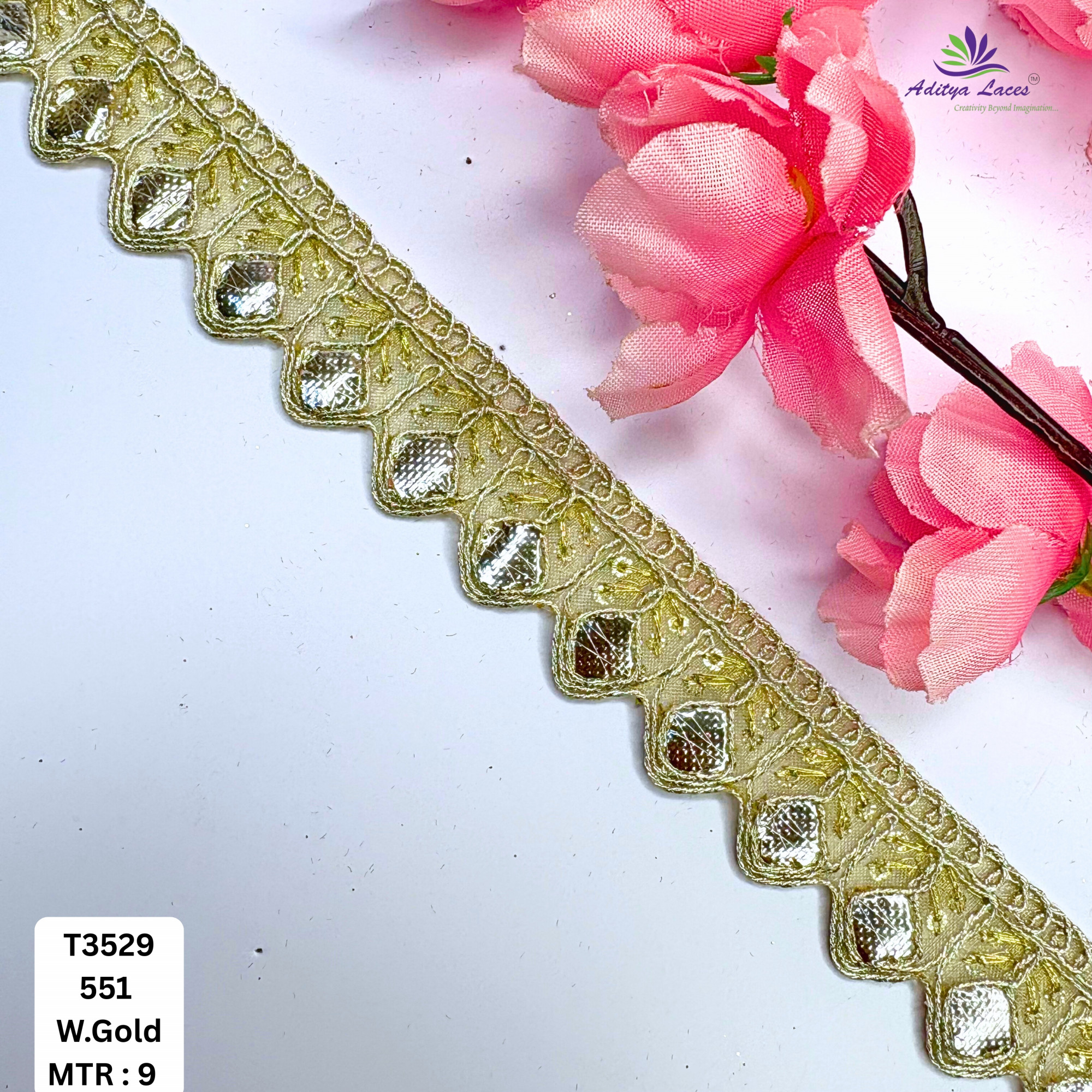 Festive Gota Patti Lace Border for Saree Bridal Wear