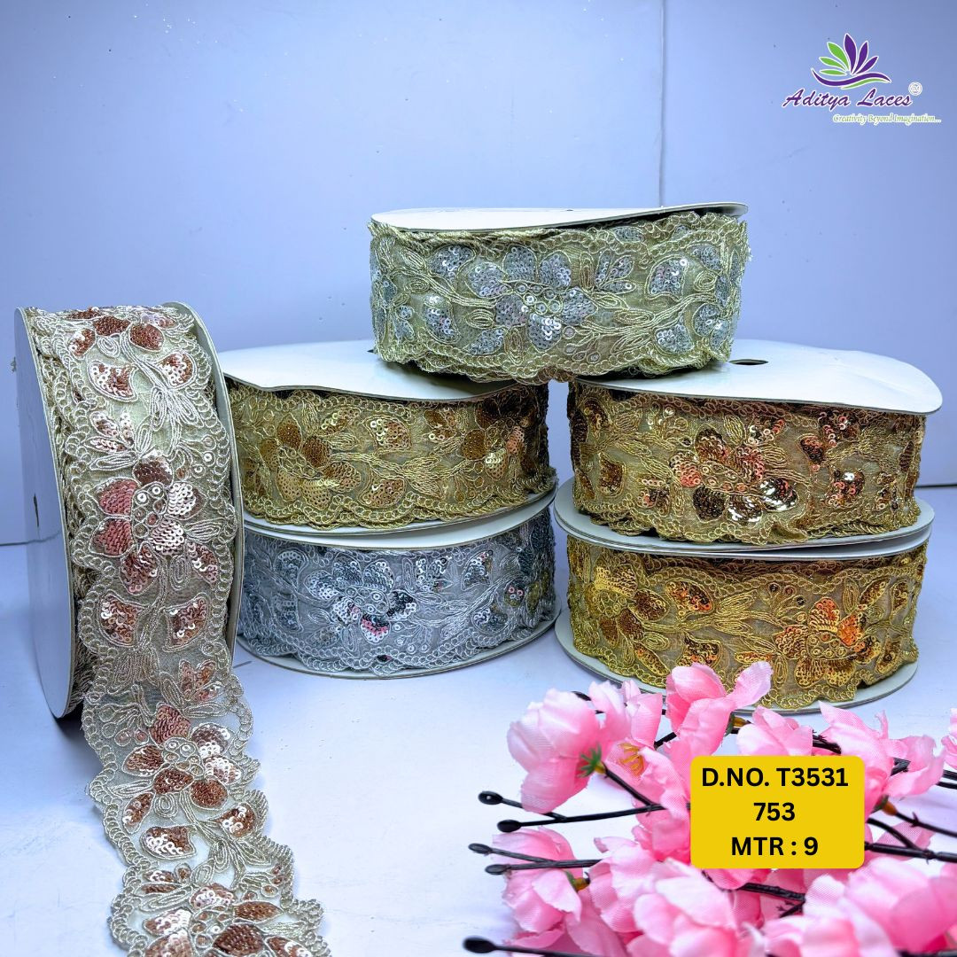 Royal Tissue Lace Border with Sequins Work for Saree Bridal Wear