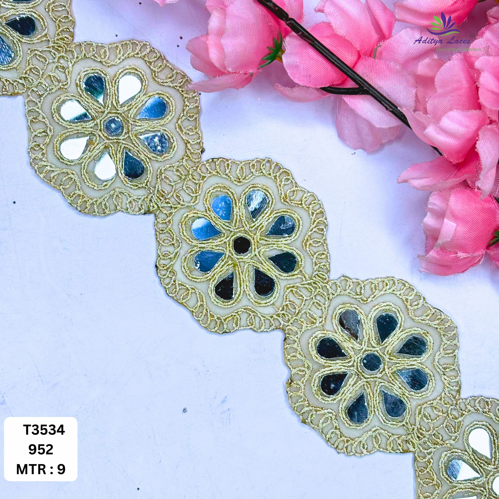 Elegant Tissue Handwork Lace Border for Saree Bridal Ethnic Wear