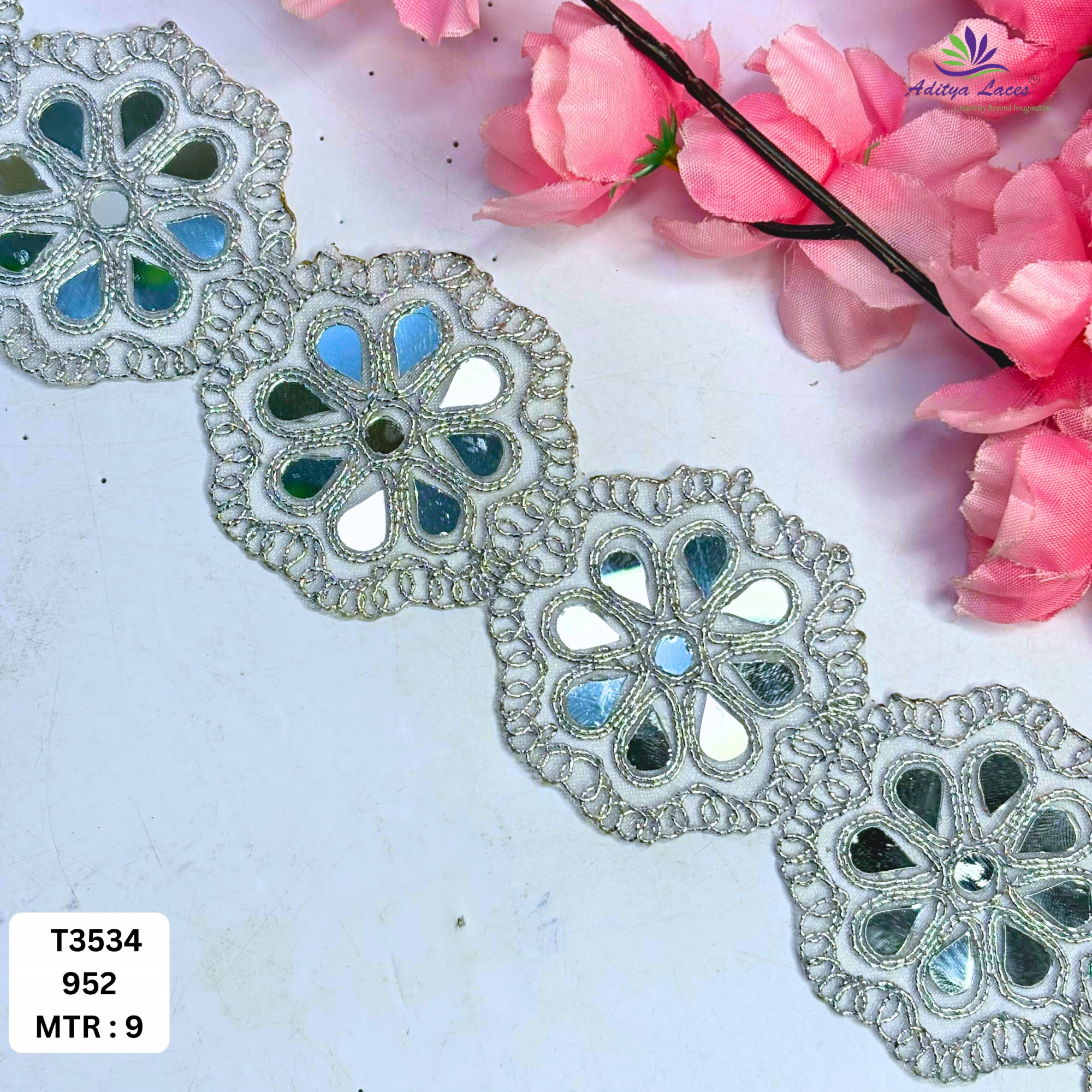 Elegant Tissue Handwork Lace Border for Saree Bridal Ethnic Wear