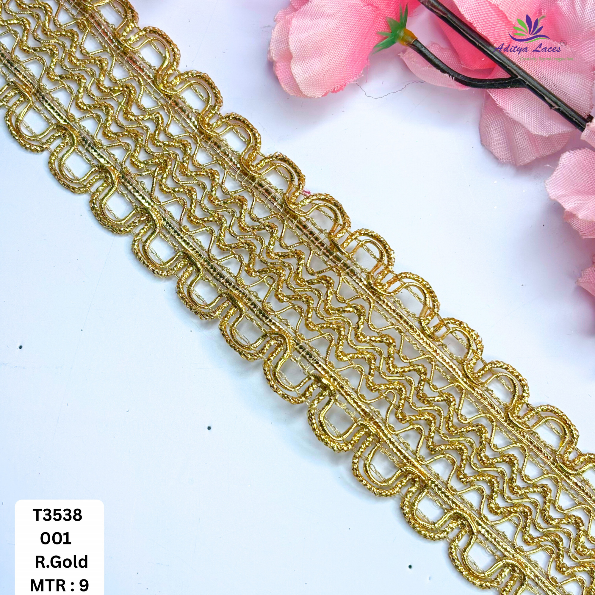 Decorative Readymade Lace Border with Zari Work for Saree Bridal Wear