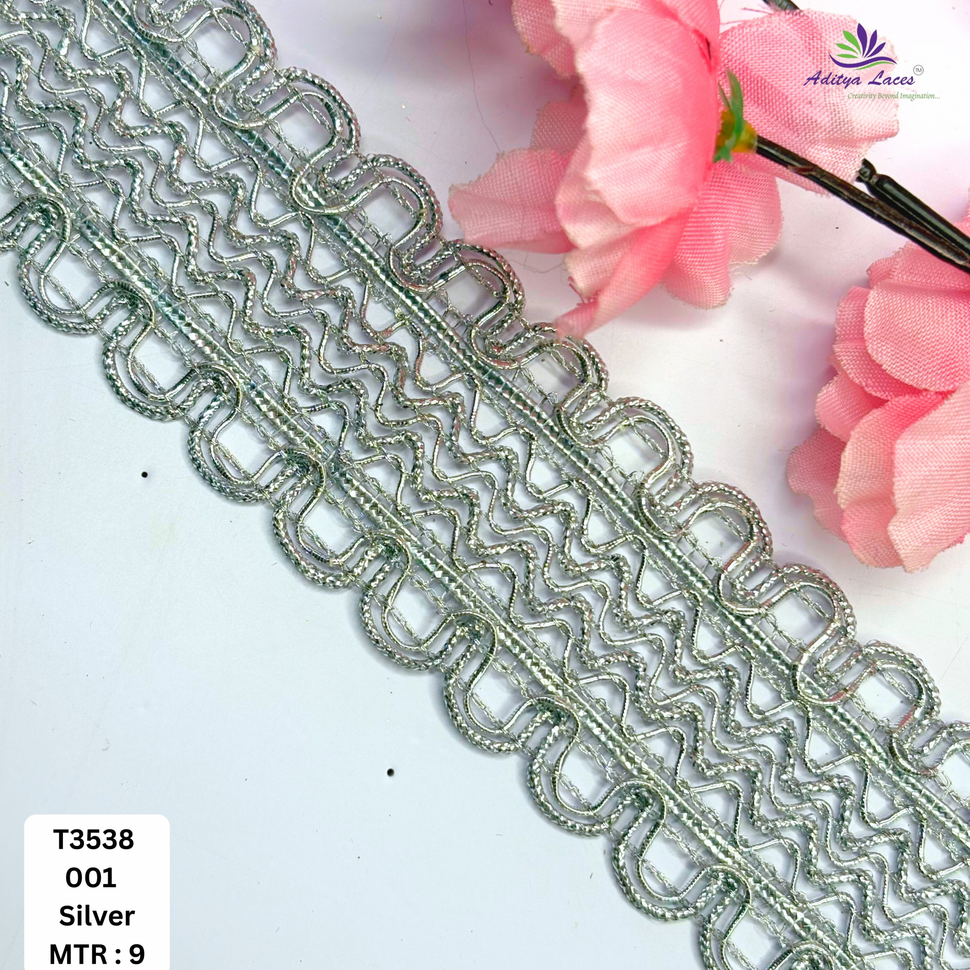 Decorative Readymade Lace Border with Zari Work for Saree Bridal Wear