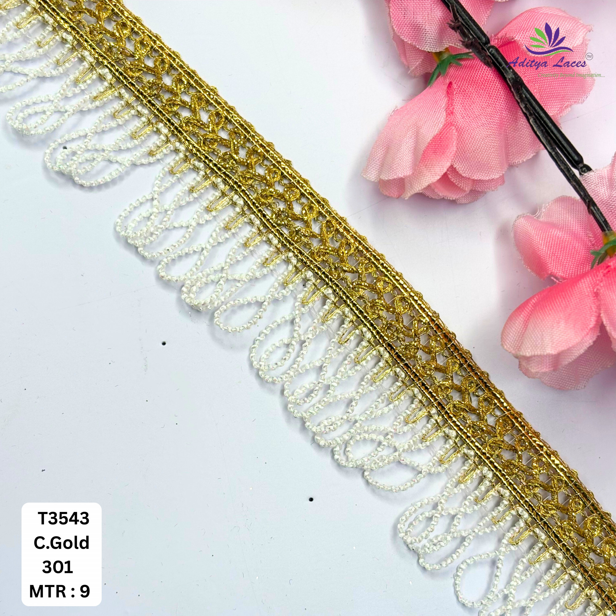 Fancy Readymade Lace Border with Zari Work for Saree Bridal Wear