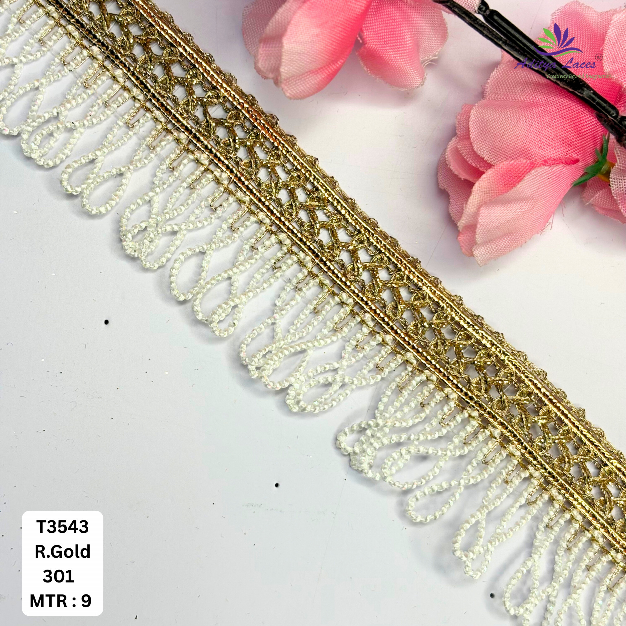 Fancy Readymade Lace Border with Zari Work for Saree Bridal Wear