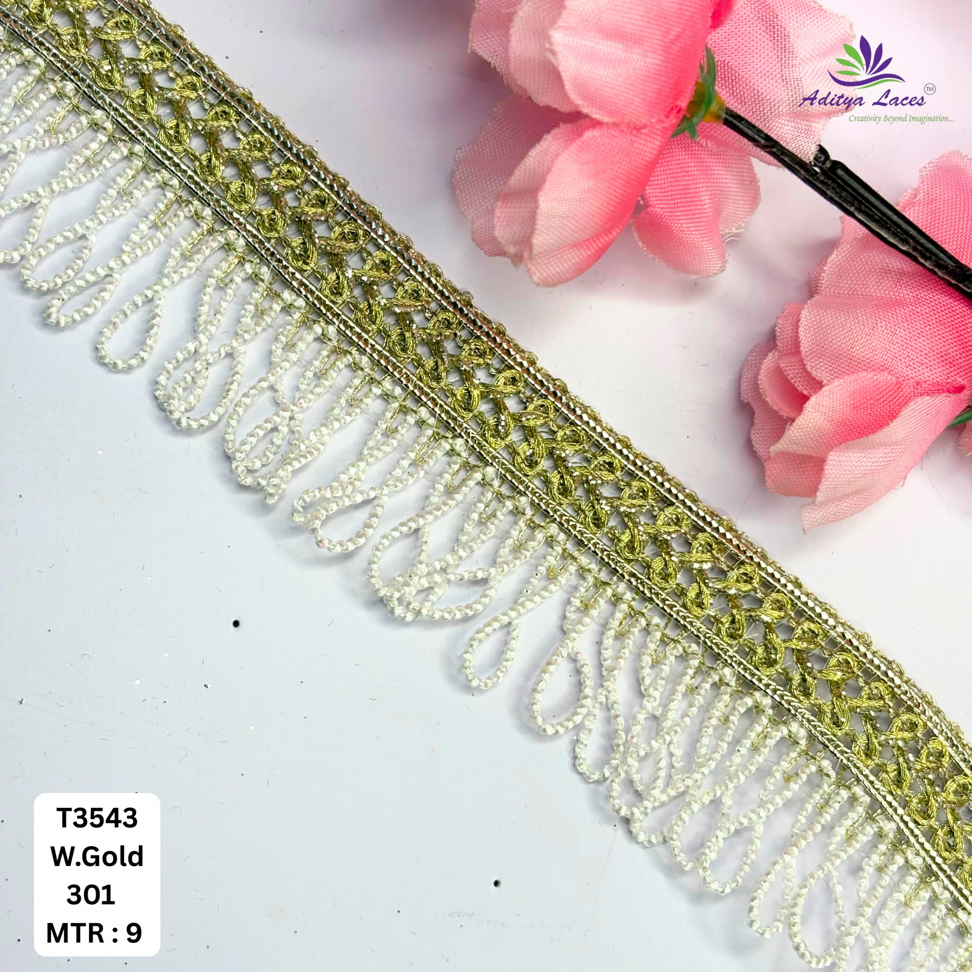 Fancy Readymade Lace Border with Zari Work for Saree Bridal Wear