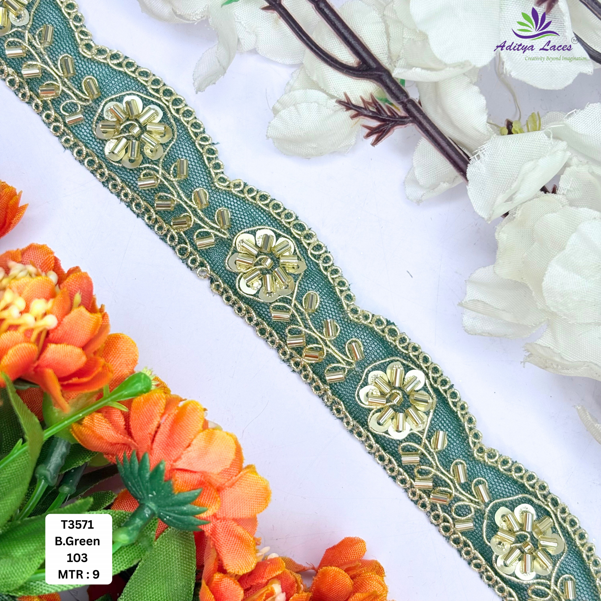 Decorative Fancy Beaded Saree Lace for Saree Blouse