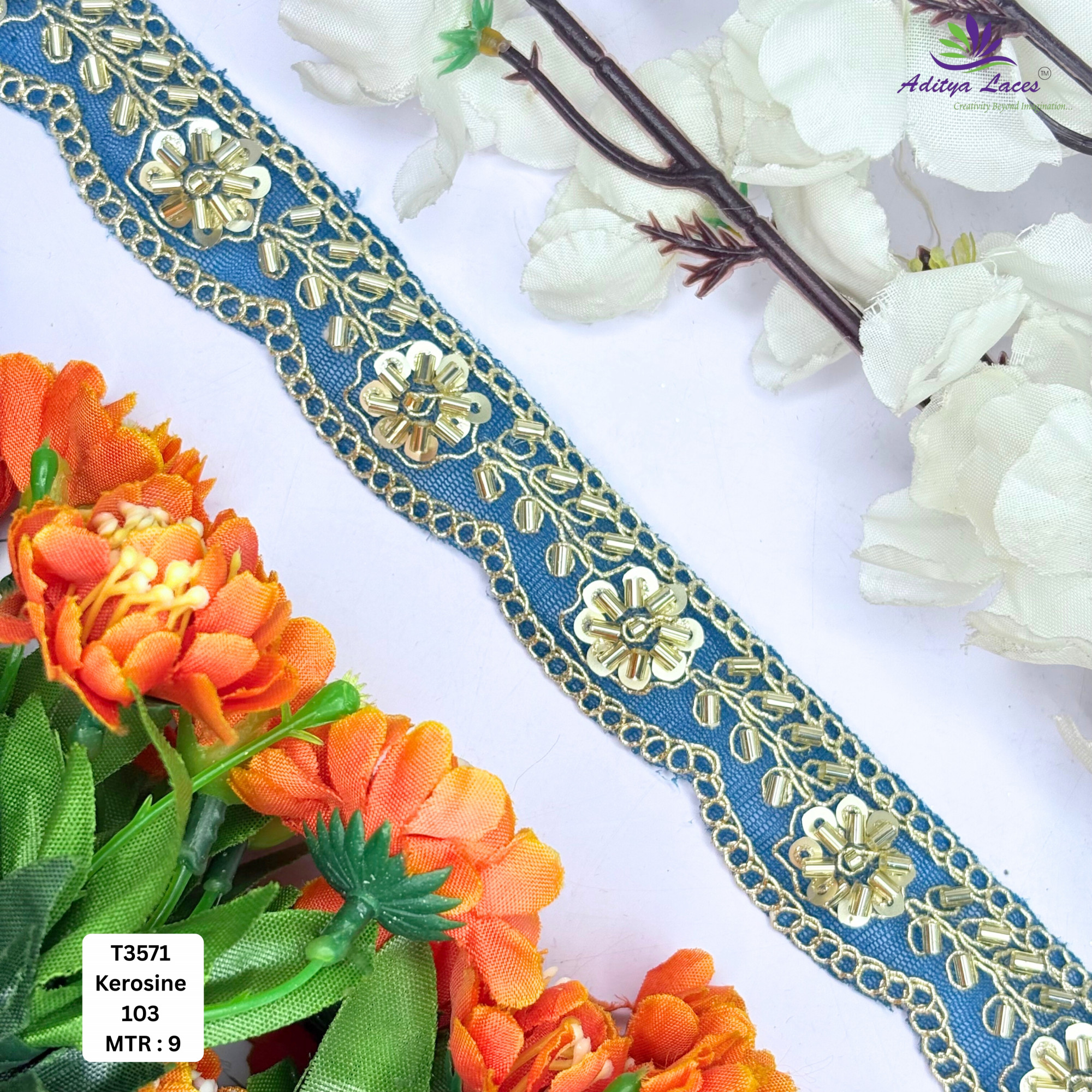 Decorative Fancy Beaded Saree Lace for Saree Blouse