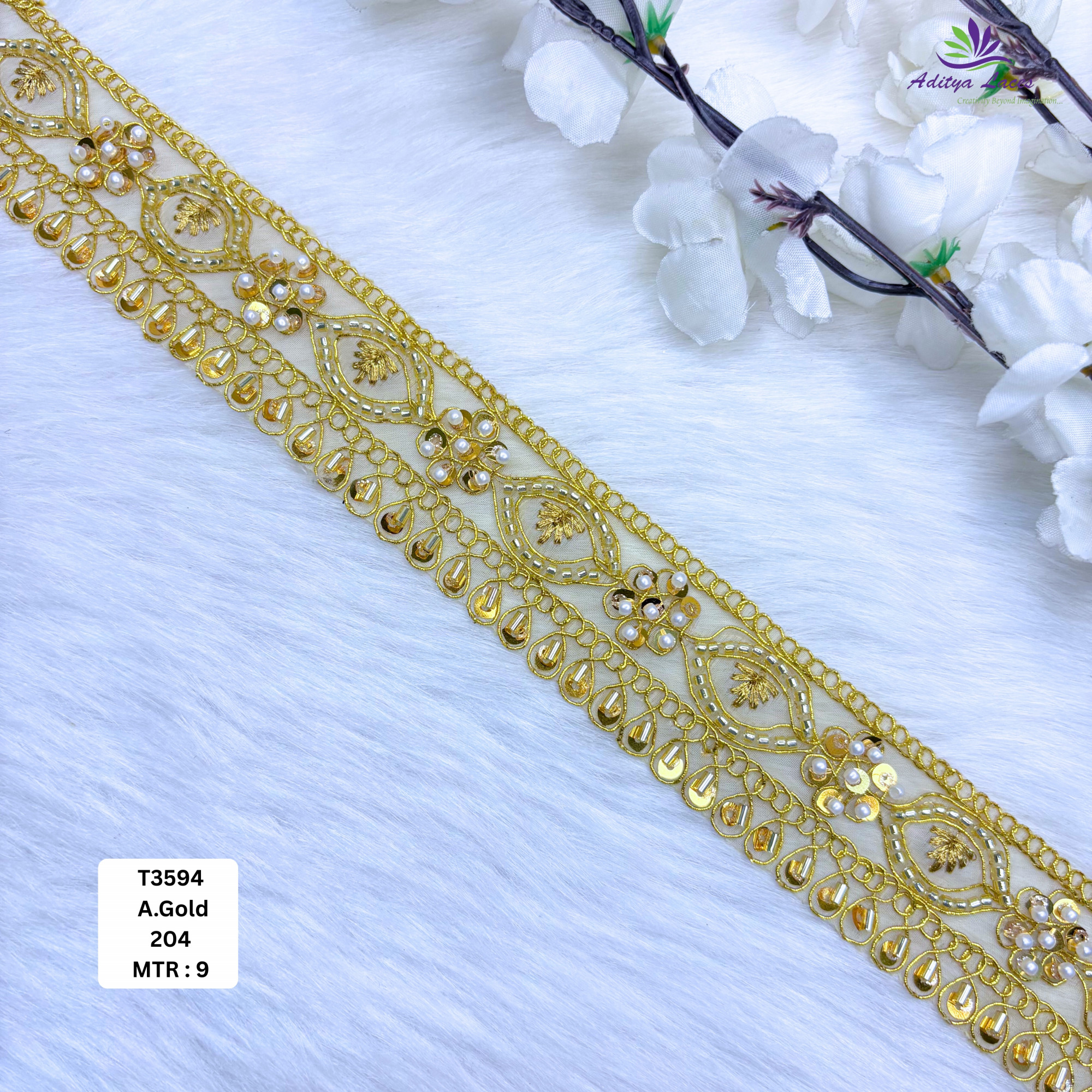 Decorative Fancy Beaded Saree Lace for Lehenga Saree