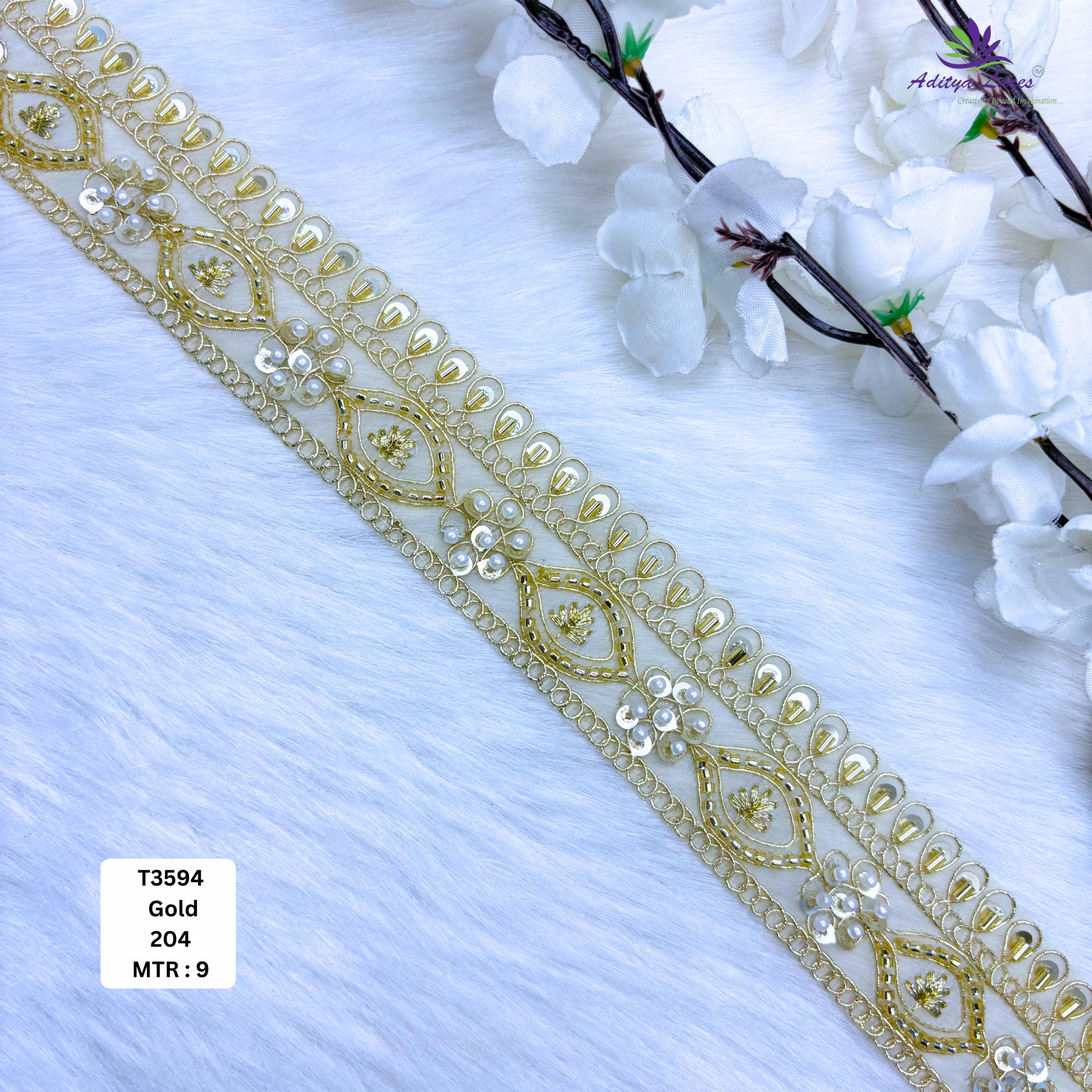 Decorative Fancy Beaded Saree Lace for Lehenga Saree