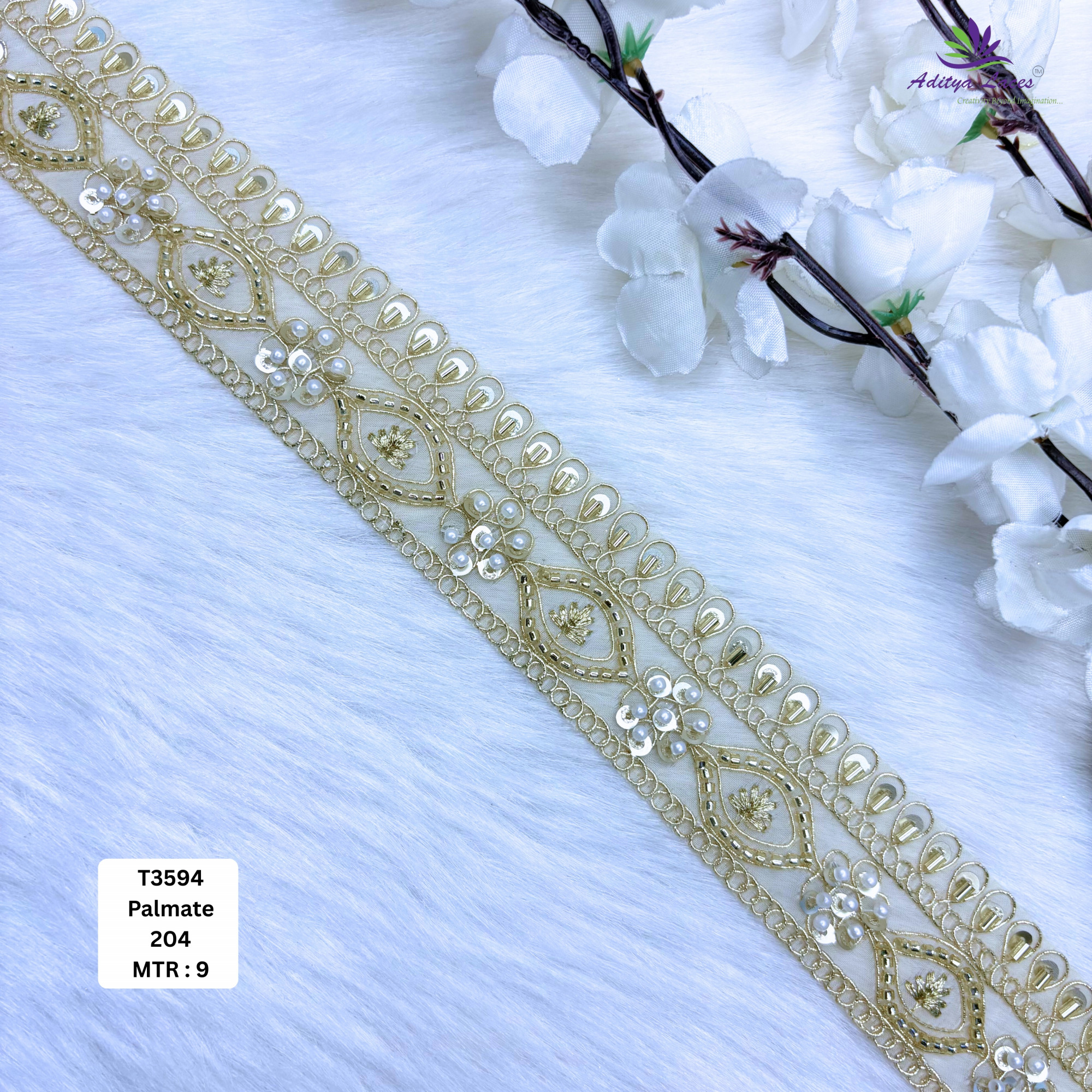 Decorative Fancy Beaded Saree Lace for Lehenga Saree