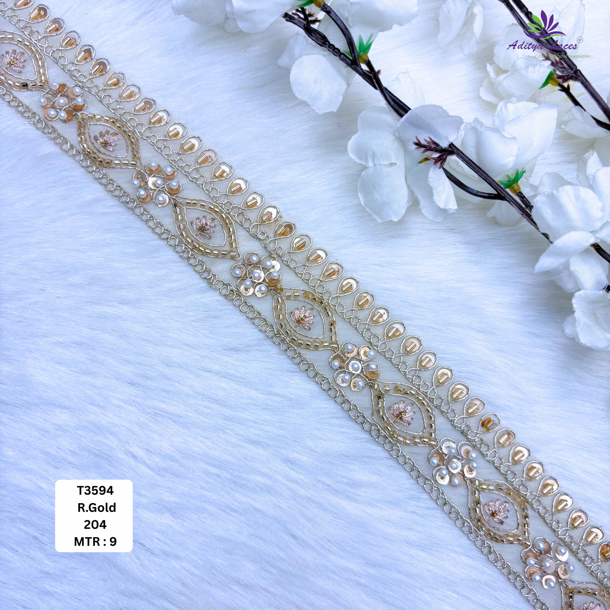 Decorative Fancy Beaded Saree Lace for Lehenga Saree