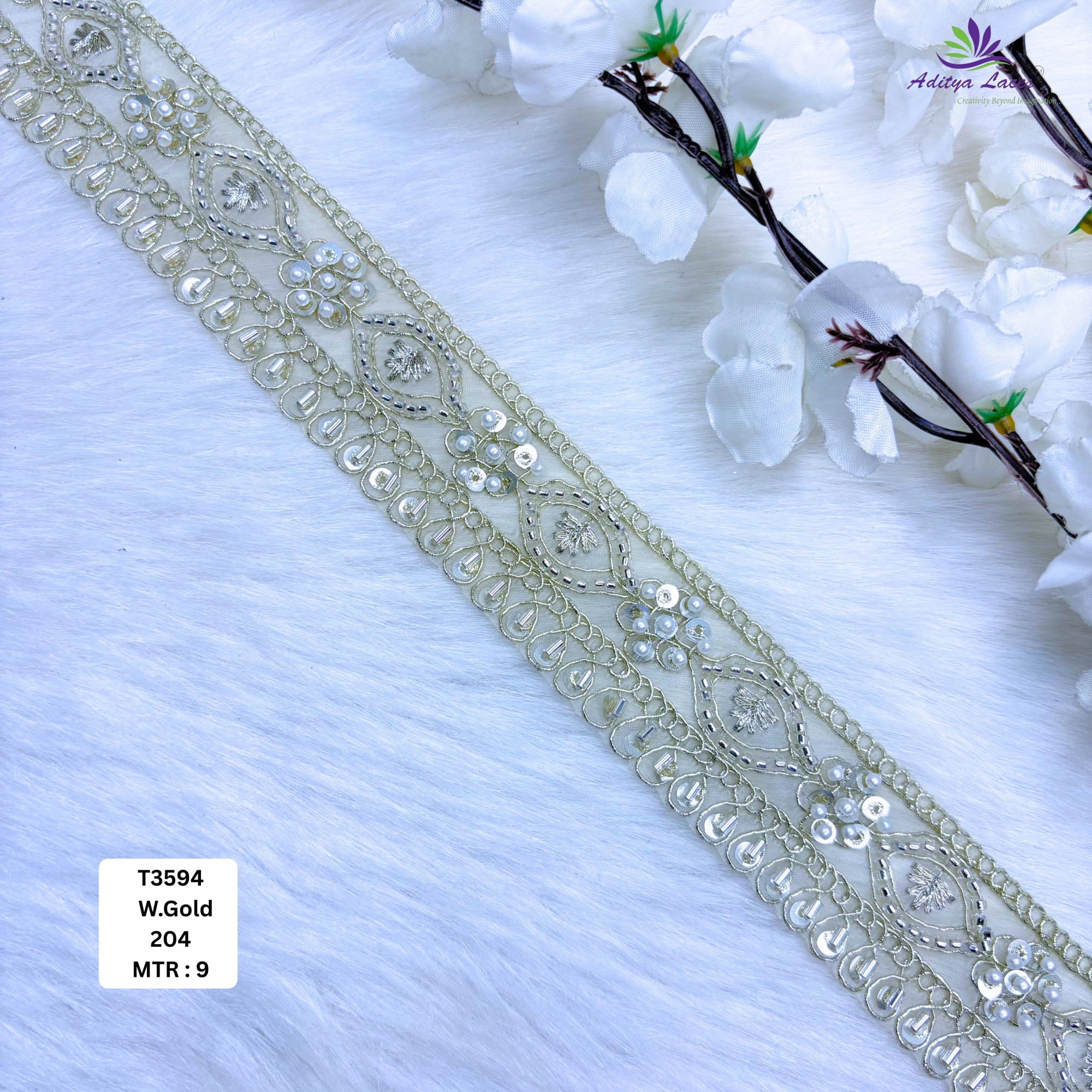 Decorative Fancy Beaded Saree Lace for Lehenga Saree