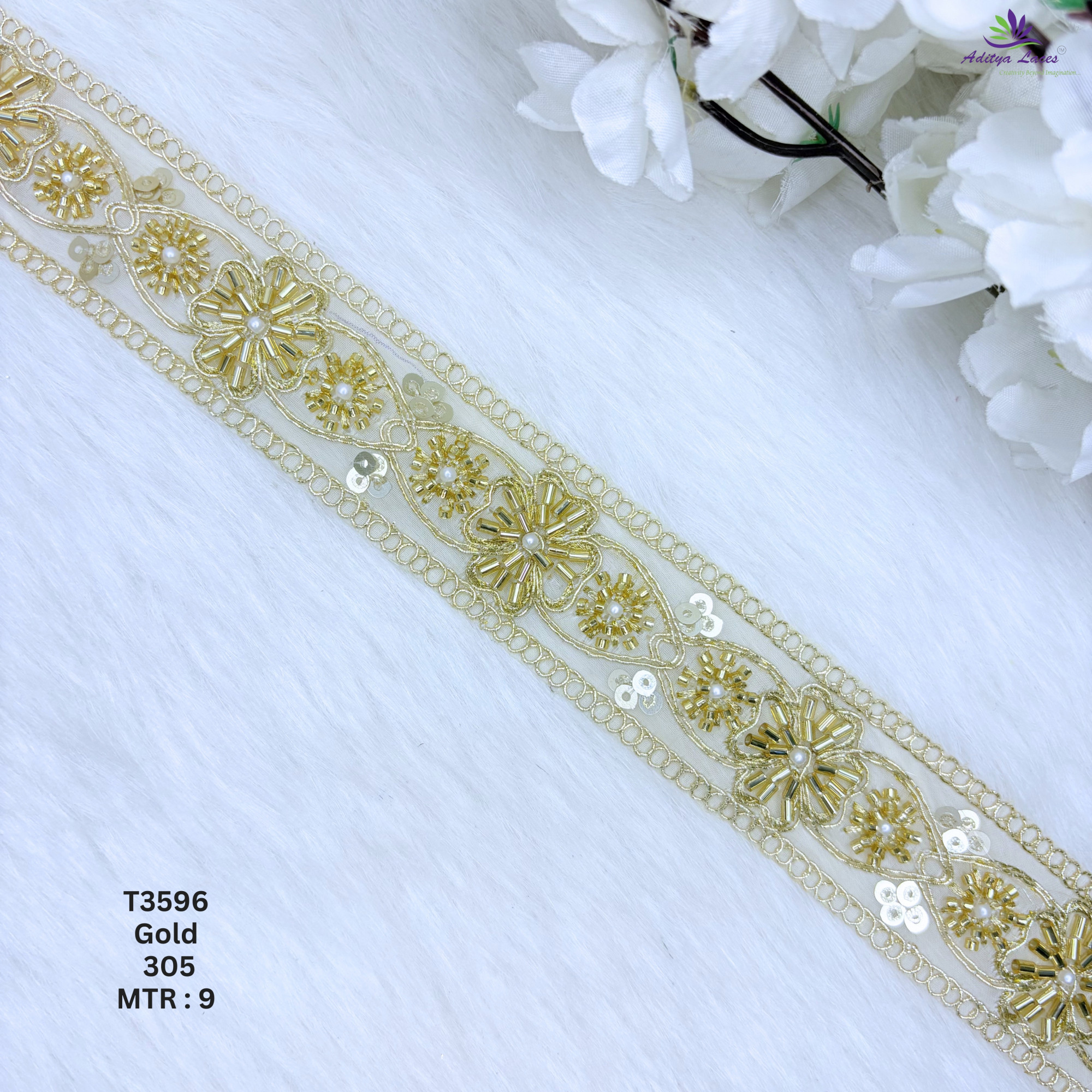 Handcrafted Decorative Pearl Lace Trim for Fashion Accessories