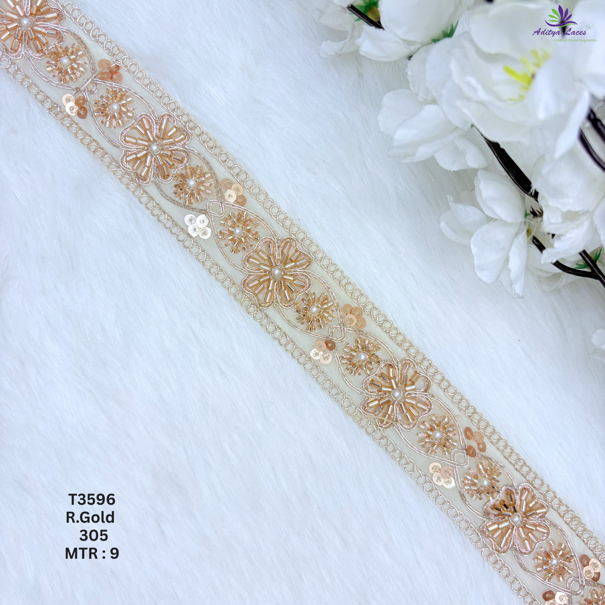 Handcrafted Decorative Pearl Lace Trim for Fashion Accessories
