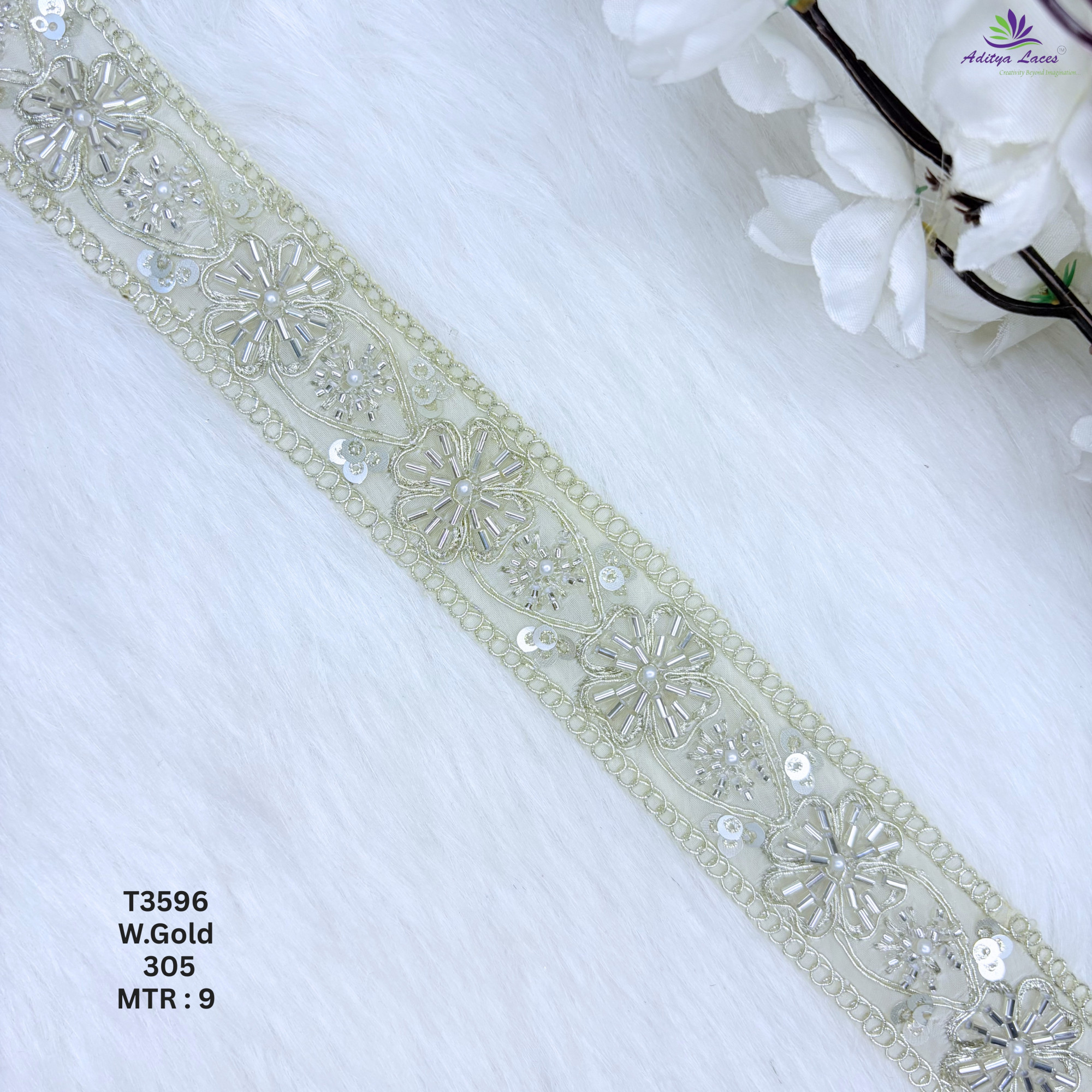 Handcrafted Decorative Pearl Lace Trim for Fashion Accessories