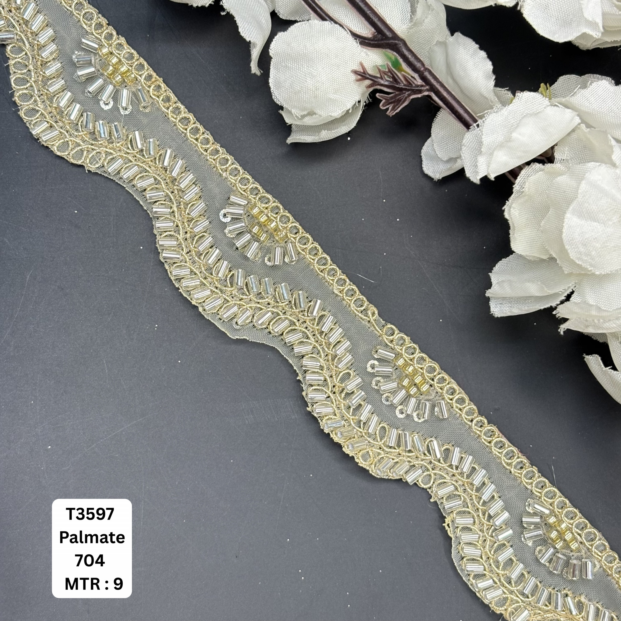 Traditional Ethnic Beads Lace Border for Lehenga Saree