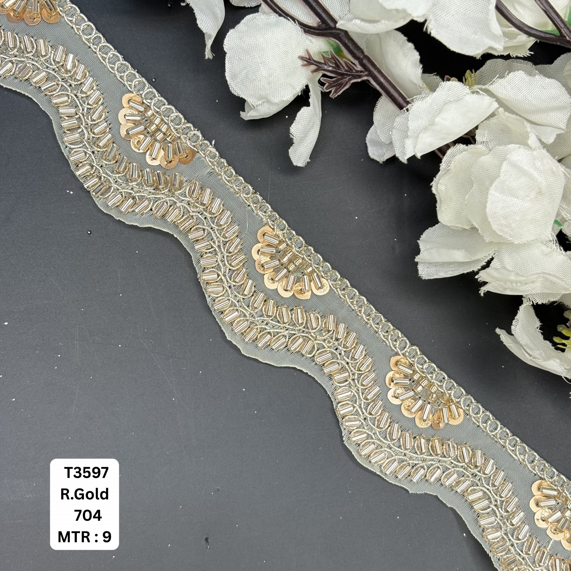 Traditional Ethnic Beads Lace Border for Lehenga Saree