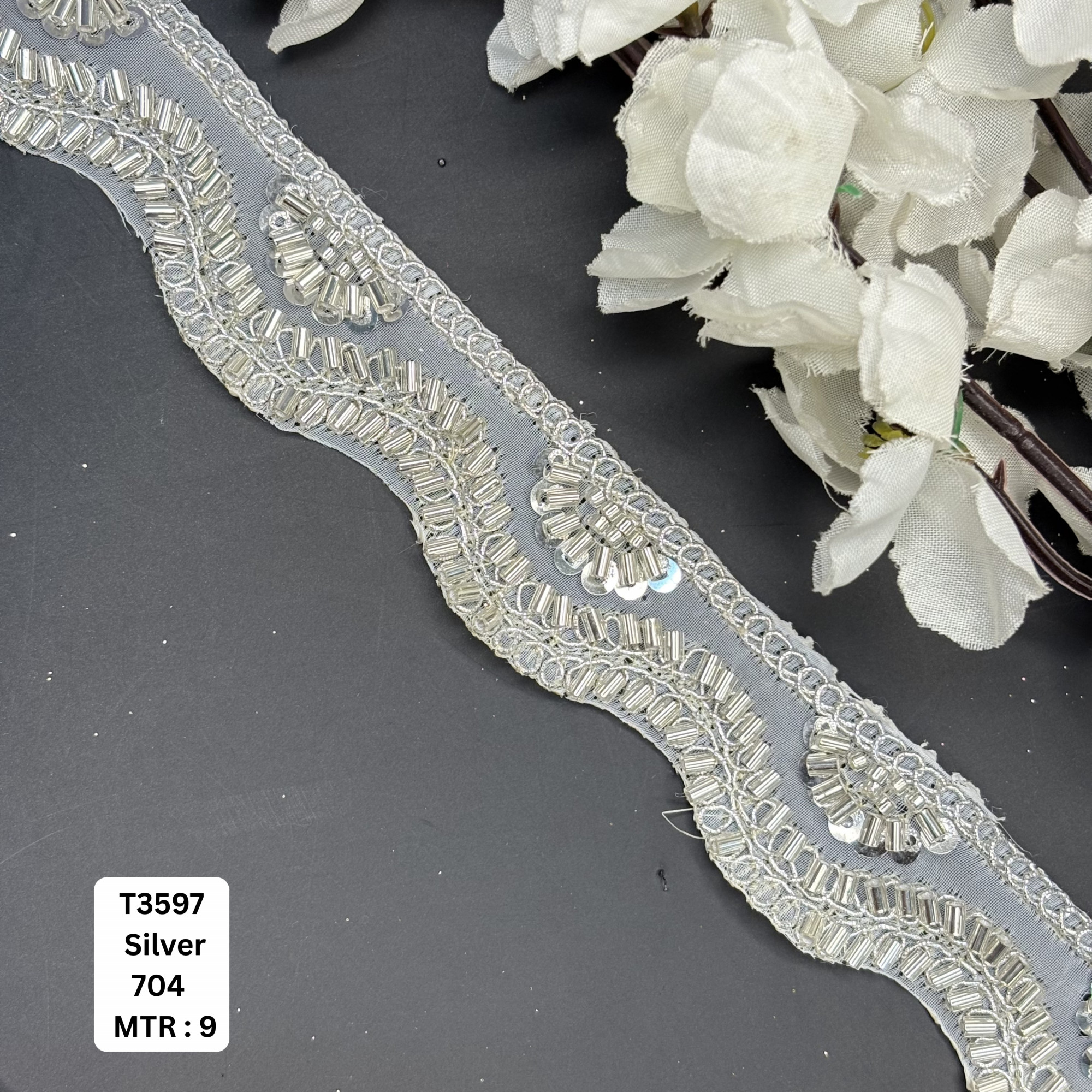 Traditional Ethnic Beads Lace Border for Lehenga Saree