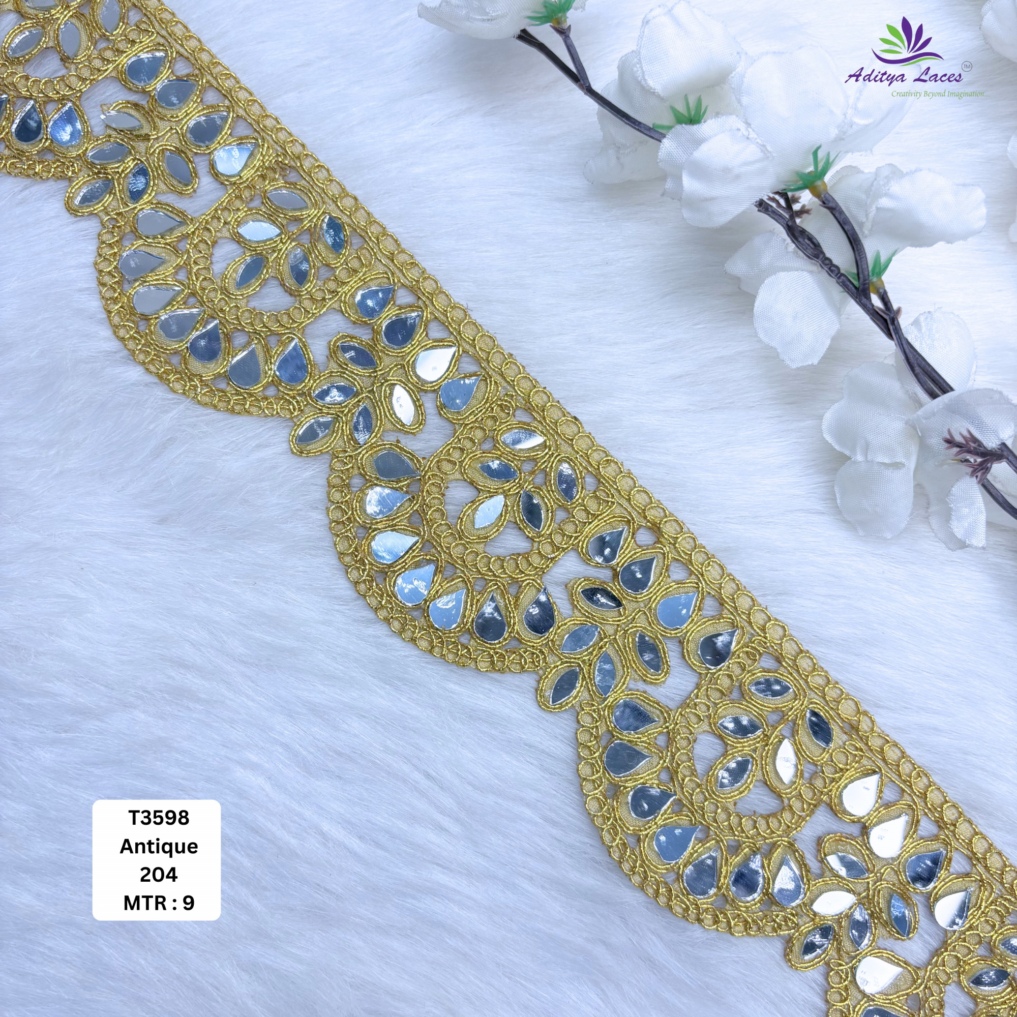 Luxury Tissue Handwork Lace Border for Saree Bridal Ethnic Wear