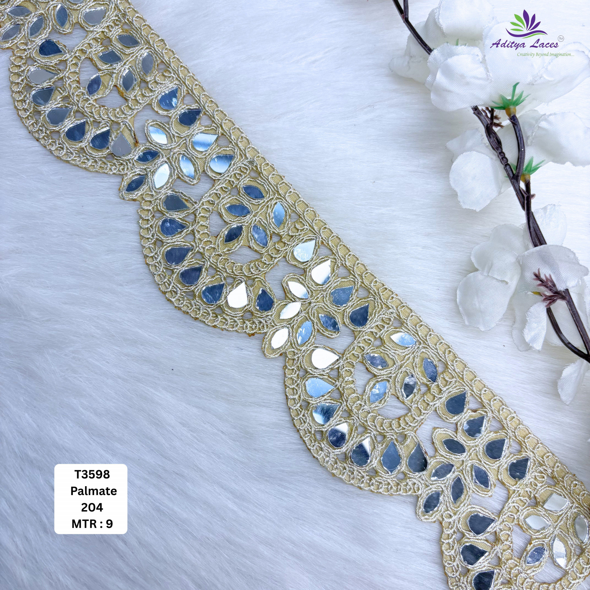 Luxury Tissue Handwork Lace Border for Saree Bridal Ethnic Wear