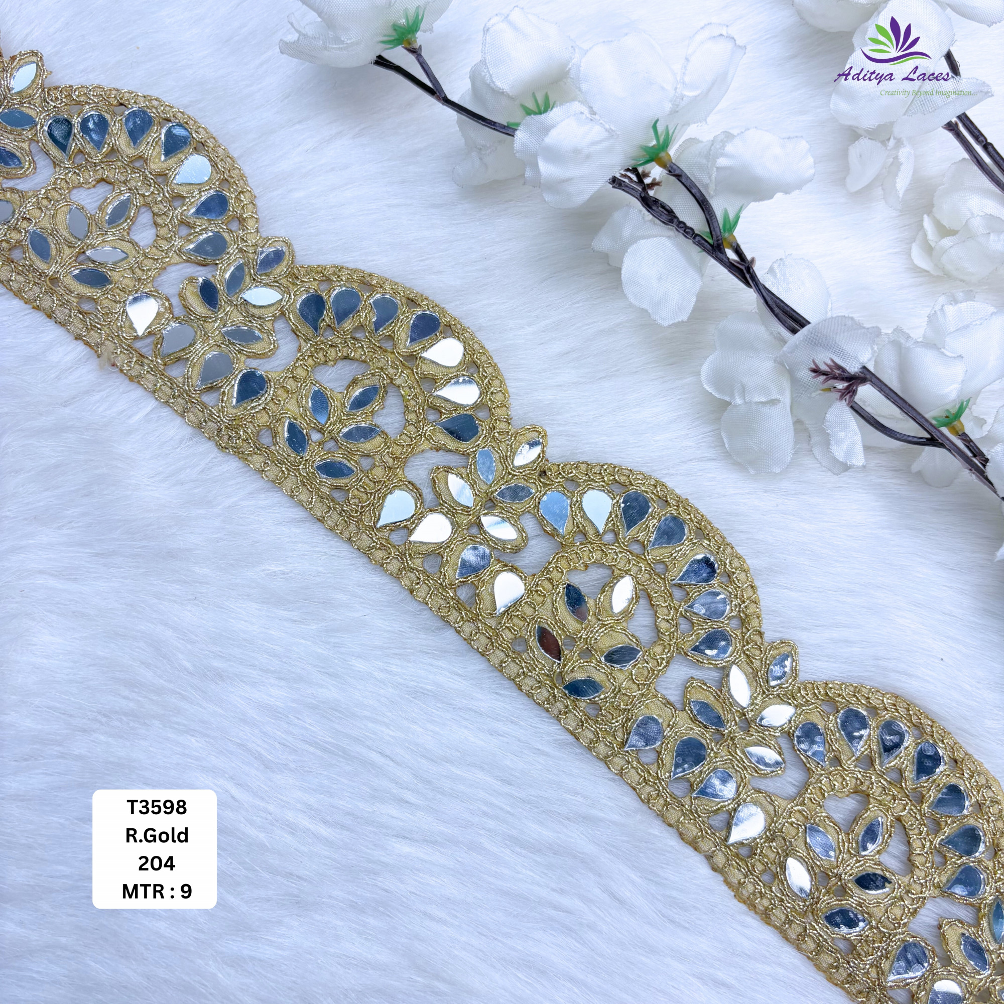 Luxury Tissue Handwork Lace Border for Saree Bridal Ethnic Wear