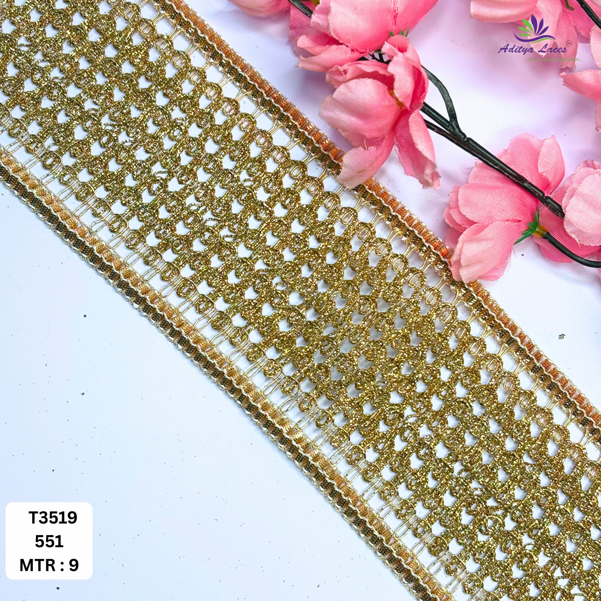 Designer Readymade Lace Border with Zari Work for Saree Bridal Wear