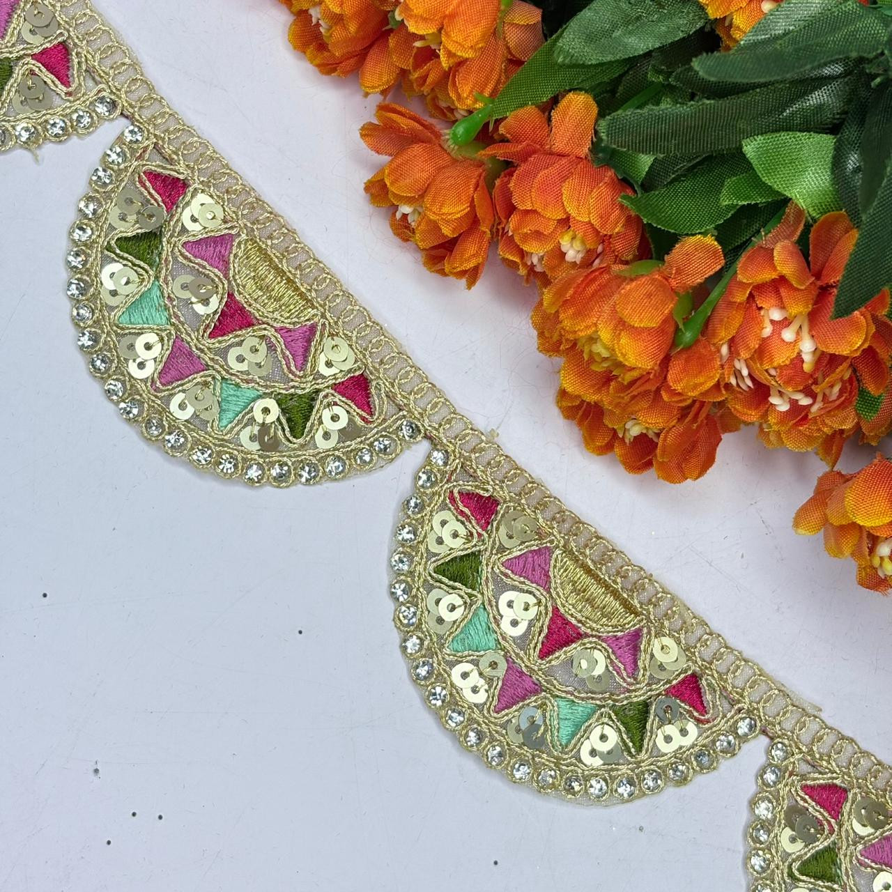 Ethnic Tissue Handwork Lace Border for Saree Bridal Ethnic Wear
