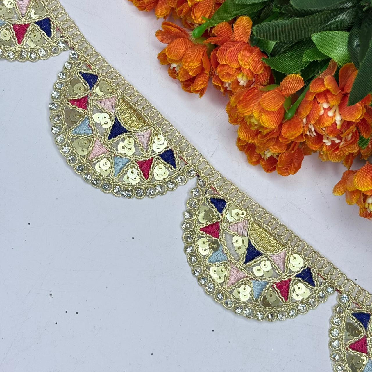 Ethnic Tissue Handwork Lace Border for Saree Bridal Ethnic Wear