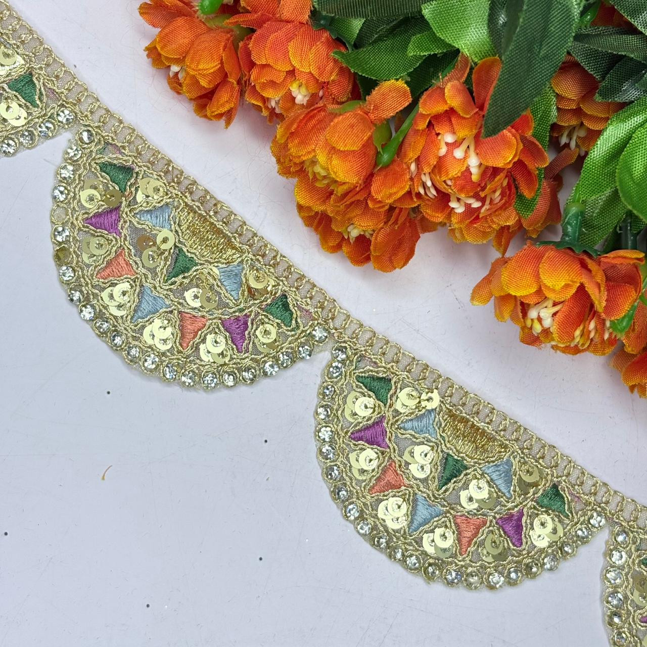 Ethnic Tissue Handwork Lace Border for Saree Bridal Ethnic Wear