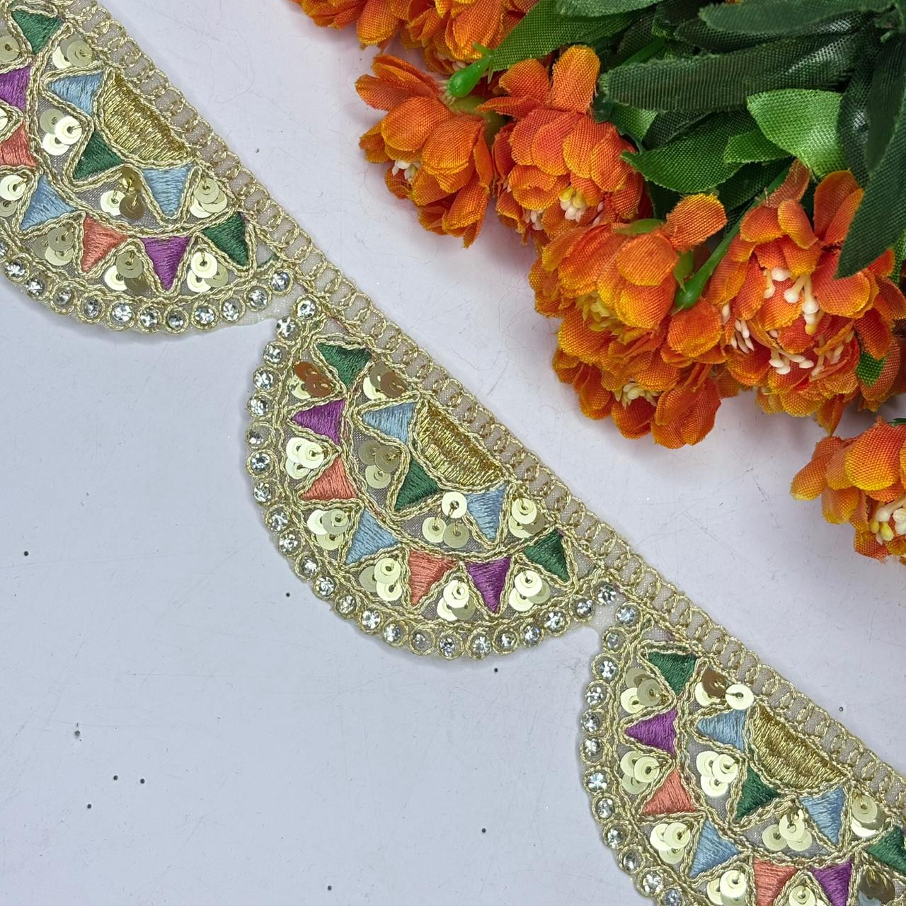 Ethnic Tissue Handwork Lace Border for Saree Bridal Ethnic Wear