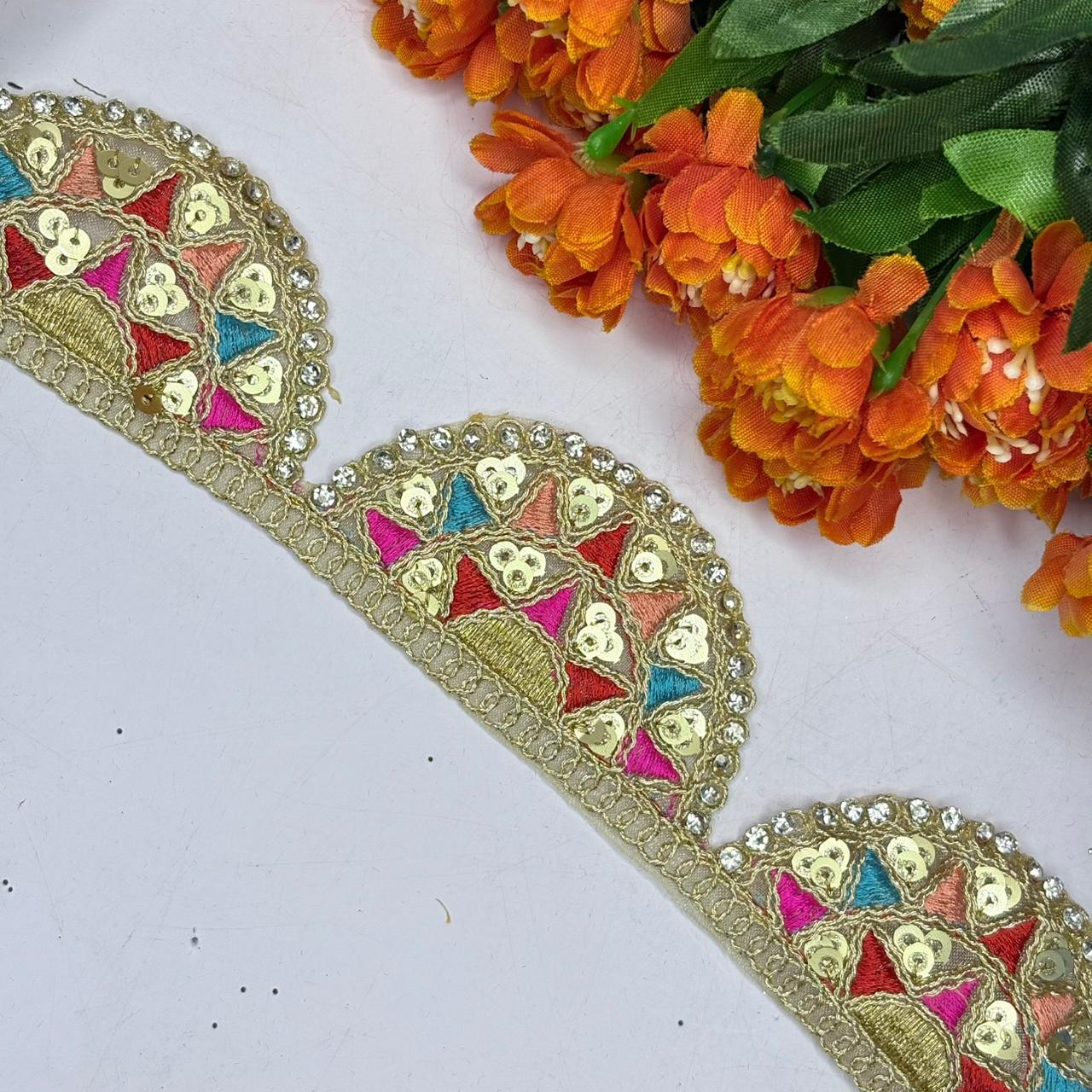 Ethnic Tissue Handwork Lace Border for Saree Bridal Ethnic Wear
