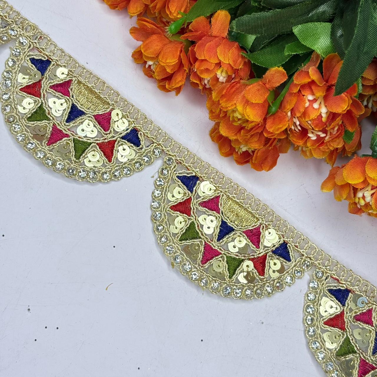 Ethnic Tissue Handwork Lace Border for Saree Bridal Ethnic Wear
