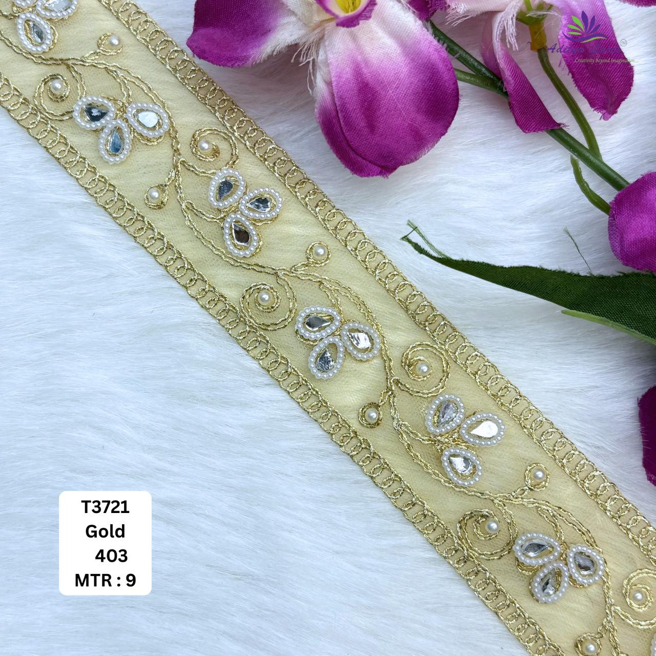 Fancy Net Handwork Lace Border for Saree Bridal Wear
