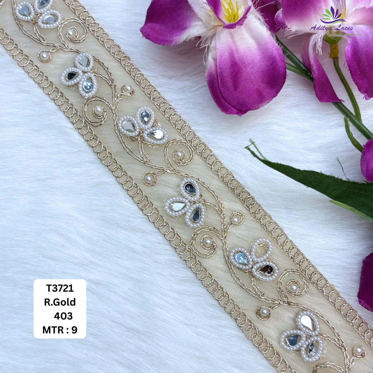 Fancy Net Handwork Lace Border for Saree Bridal Wear