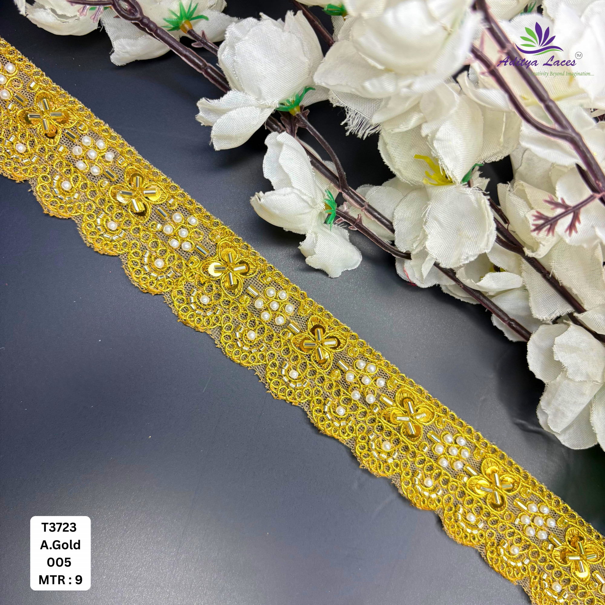 Premium Embroidered Net Lace Border for Saree Bridal Wear