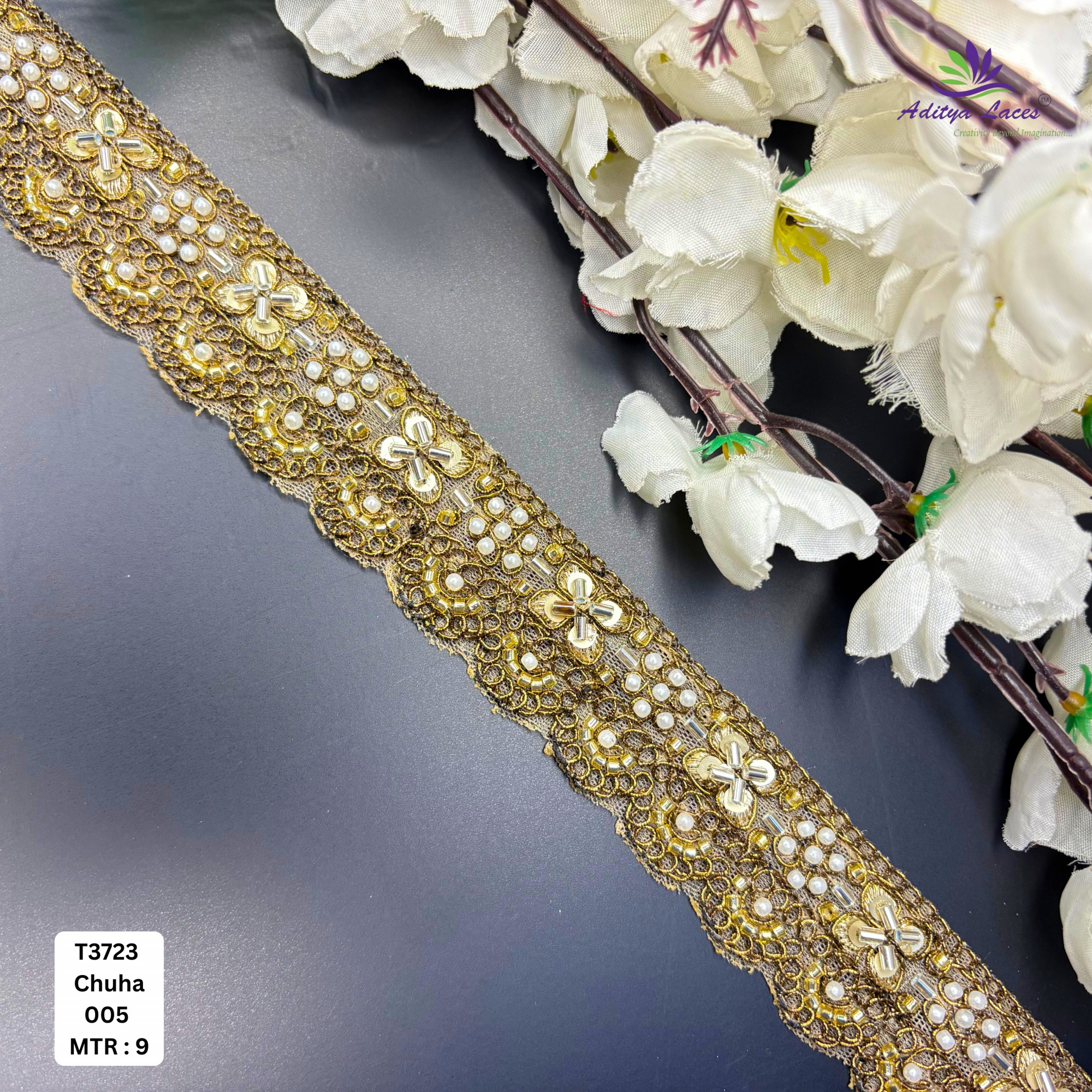 Premium Embroidered Net Lace Border for Saree Bridal Wear