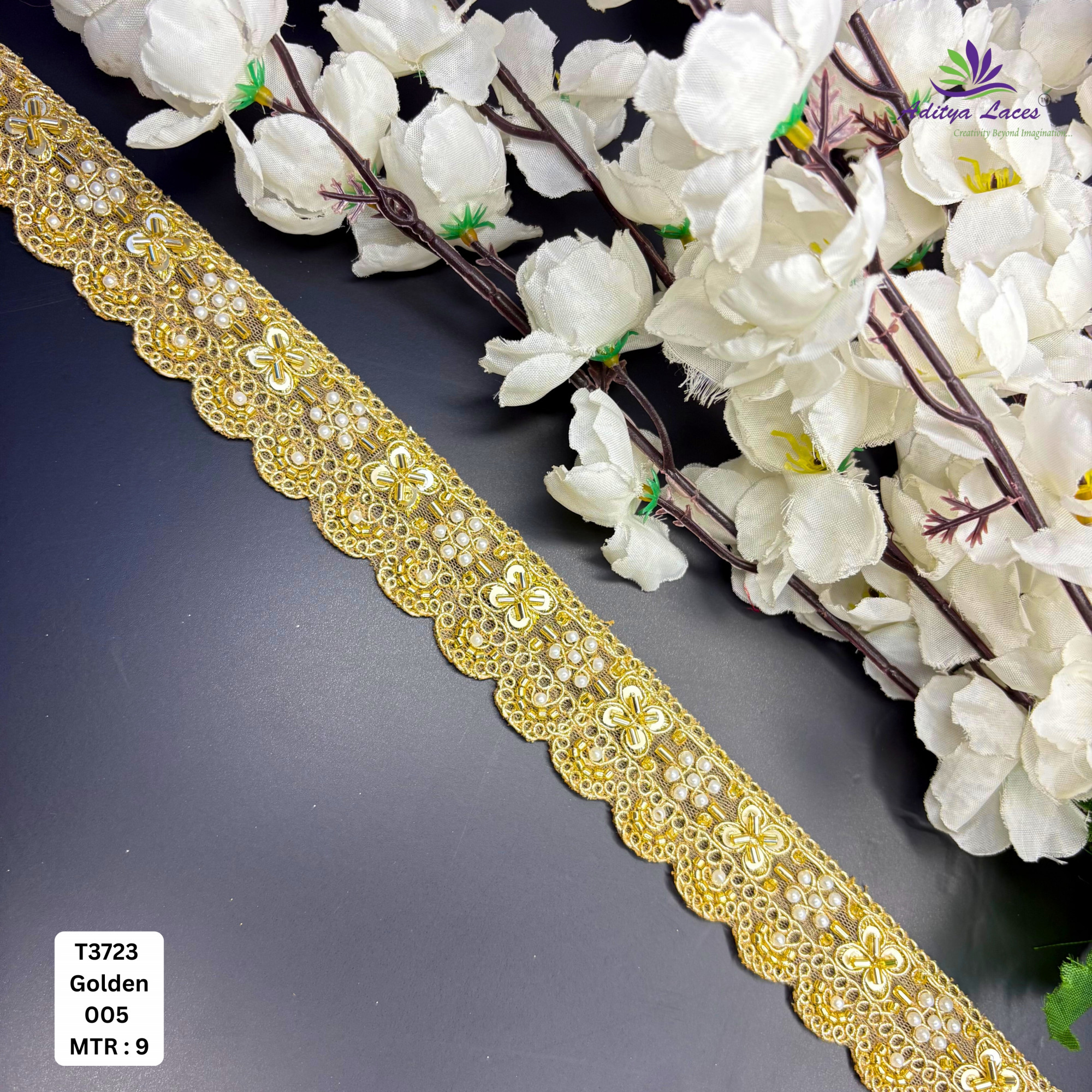 Premium Embroidered Net Lace Border for Saree Bridal Wear