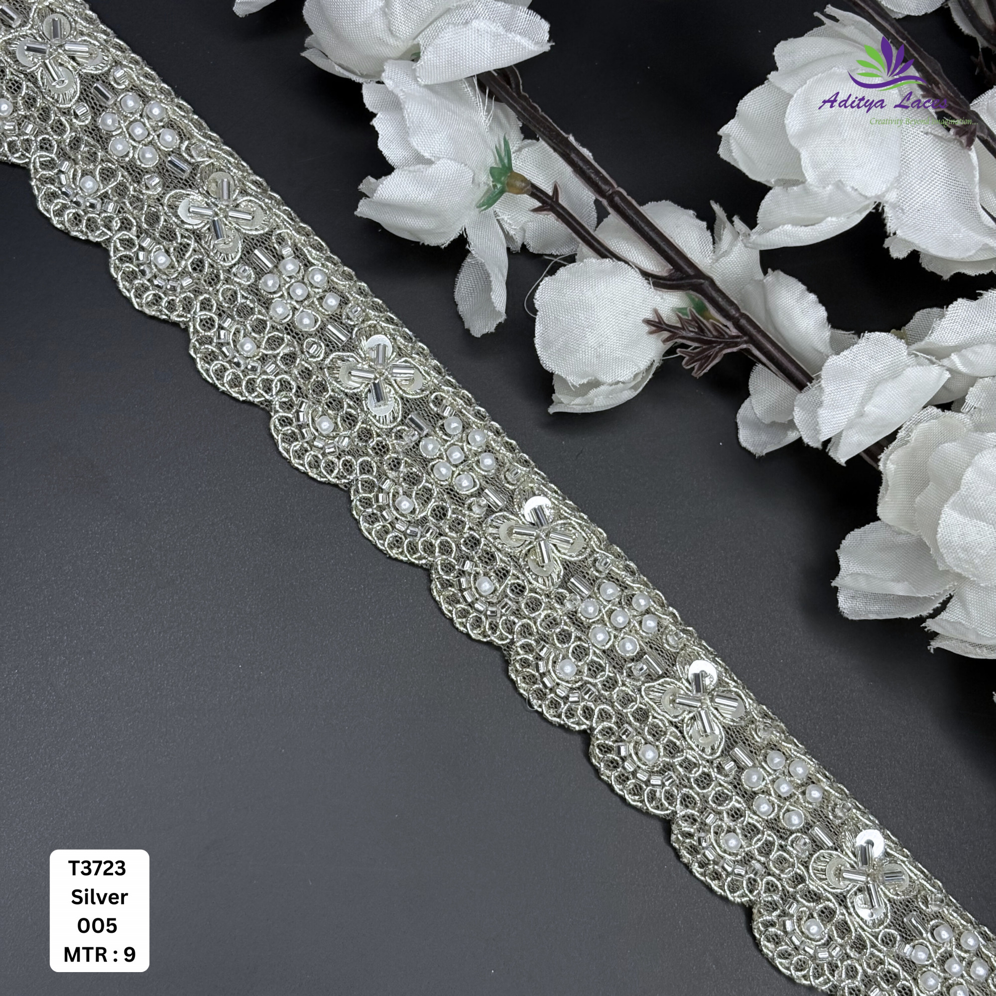 Premium Embroidered Net Lace Border for Saree Bridal Wear