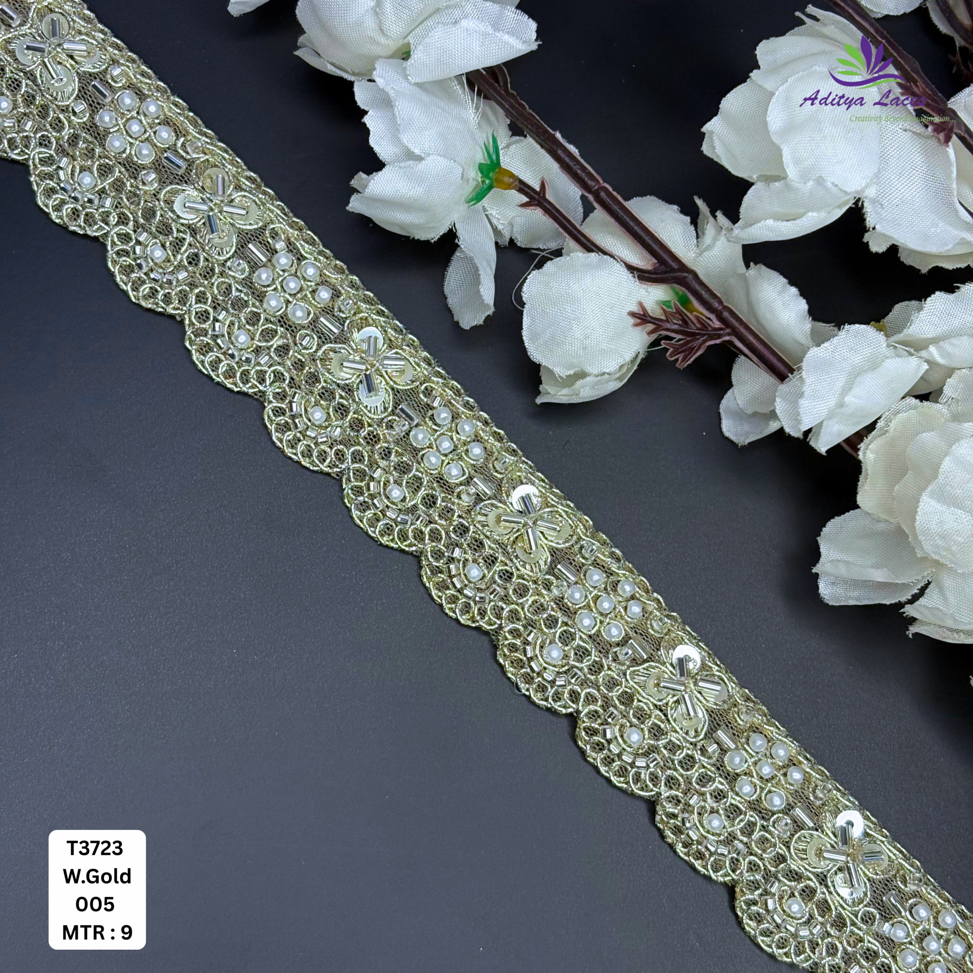 Premium Embroidered Net Lace Border for Saree Bridal Wear
