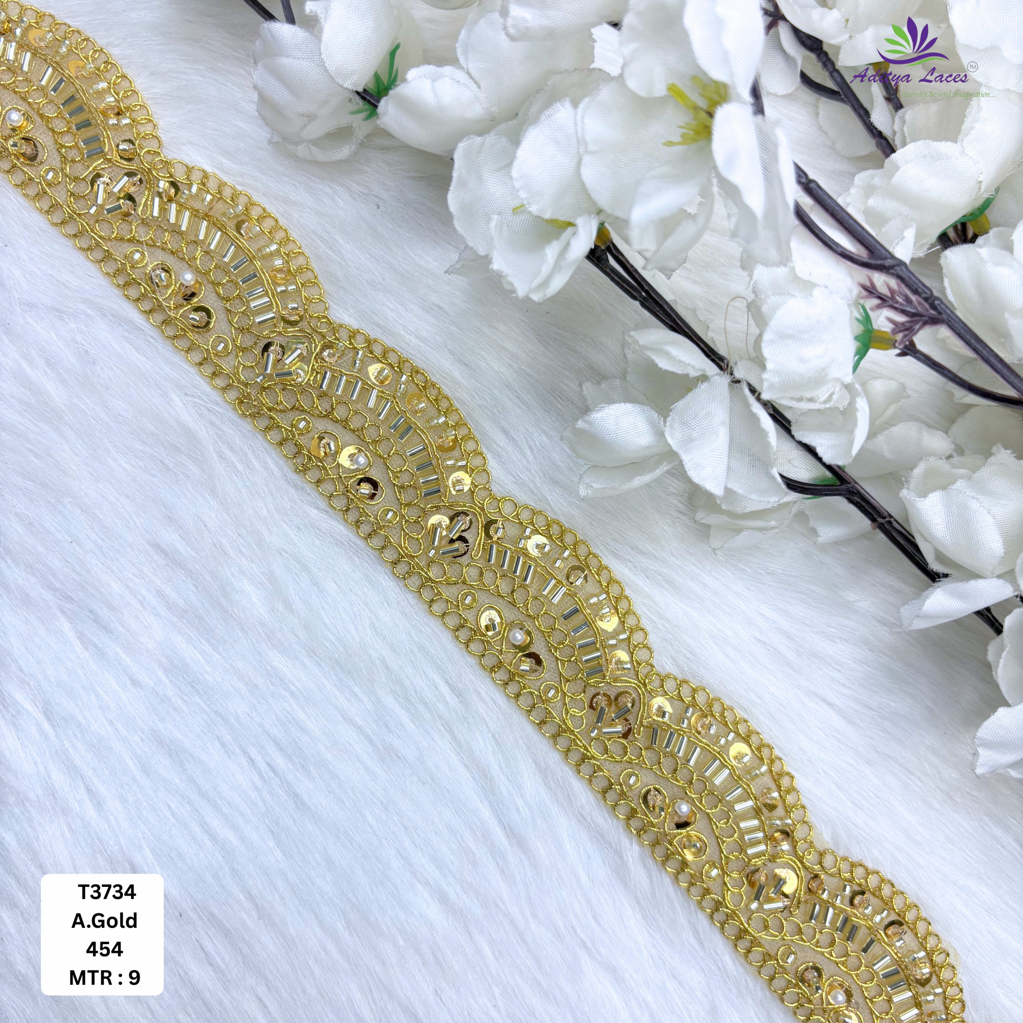 Elegant Beads Lace Trim for Saree Blouse