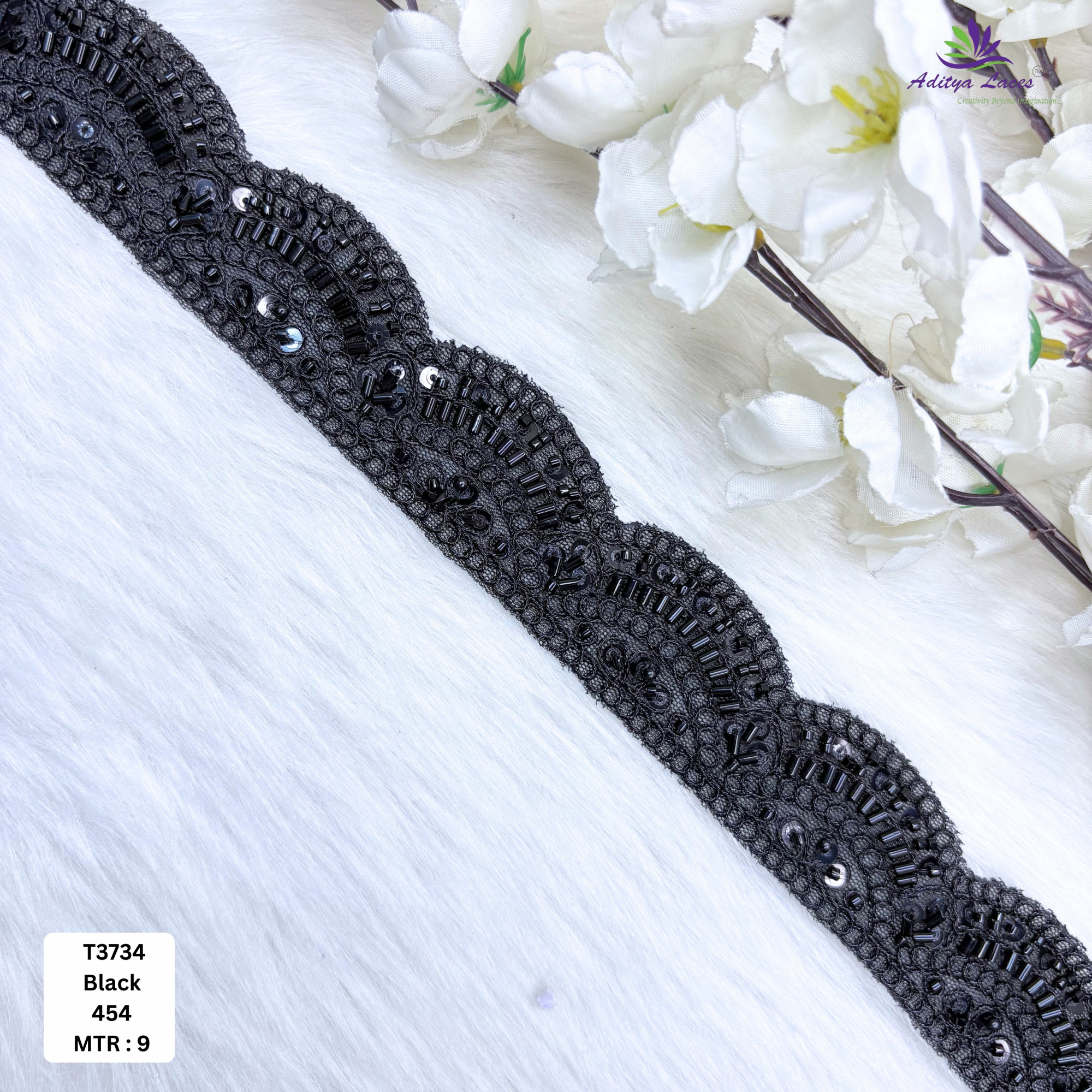 Elegant Beads Lace Trim for Saree Blouse