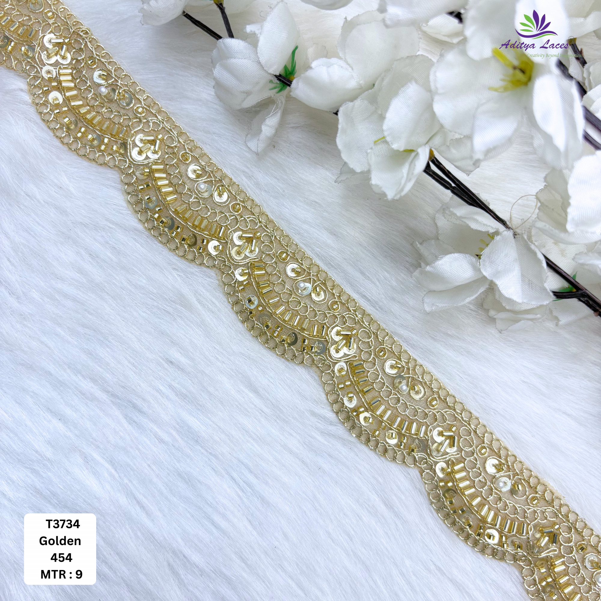 Elegant Beads Lace Trim for Saree Blouse