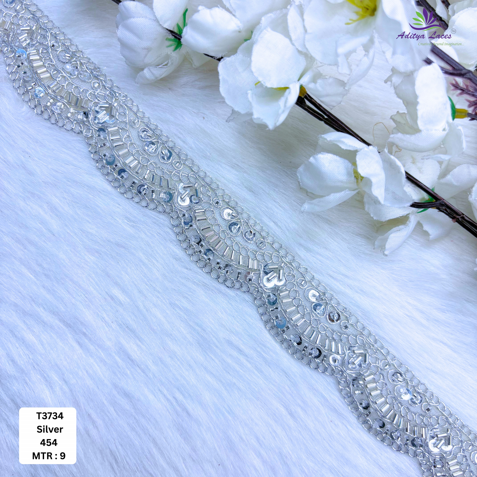 Elegant Beads Lace Trim for Saree Blouse